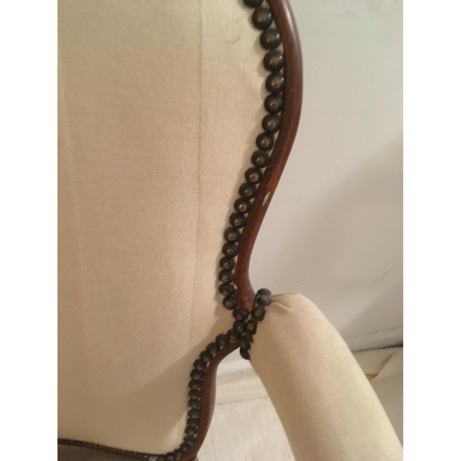 Nailhead Trim Upholstered Accent Chair w/ Curved Wood - image-4