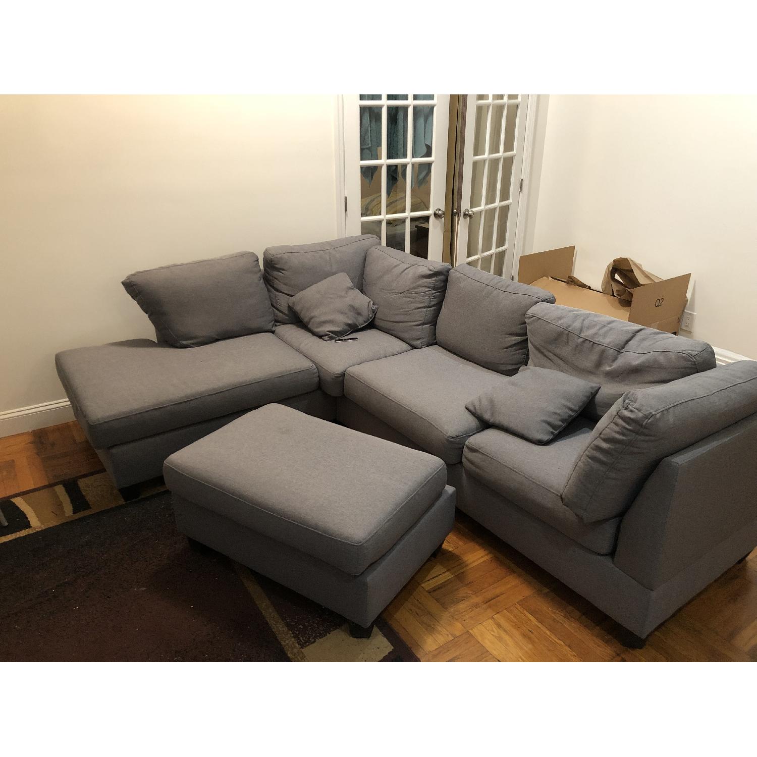 Poundex Bobkona Dervon Reversible Sectional Sofa & Ottoman - image-1