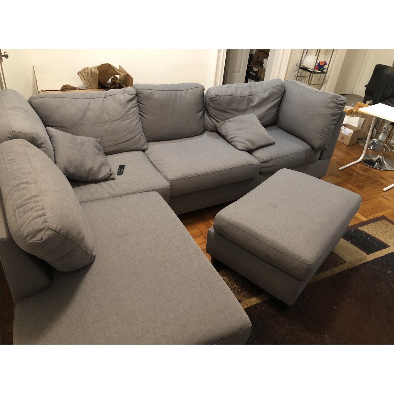 Poundex Bobkona Dervon Reversible Sectional Sofa & Ottoman - image-2