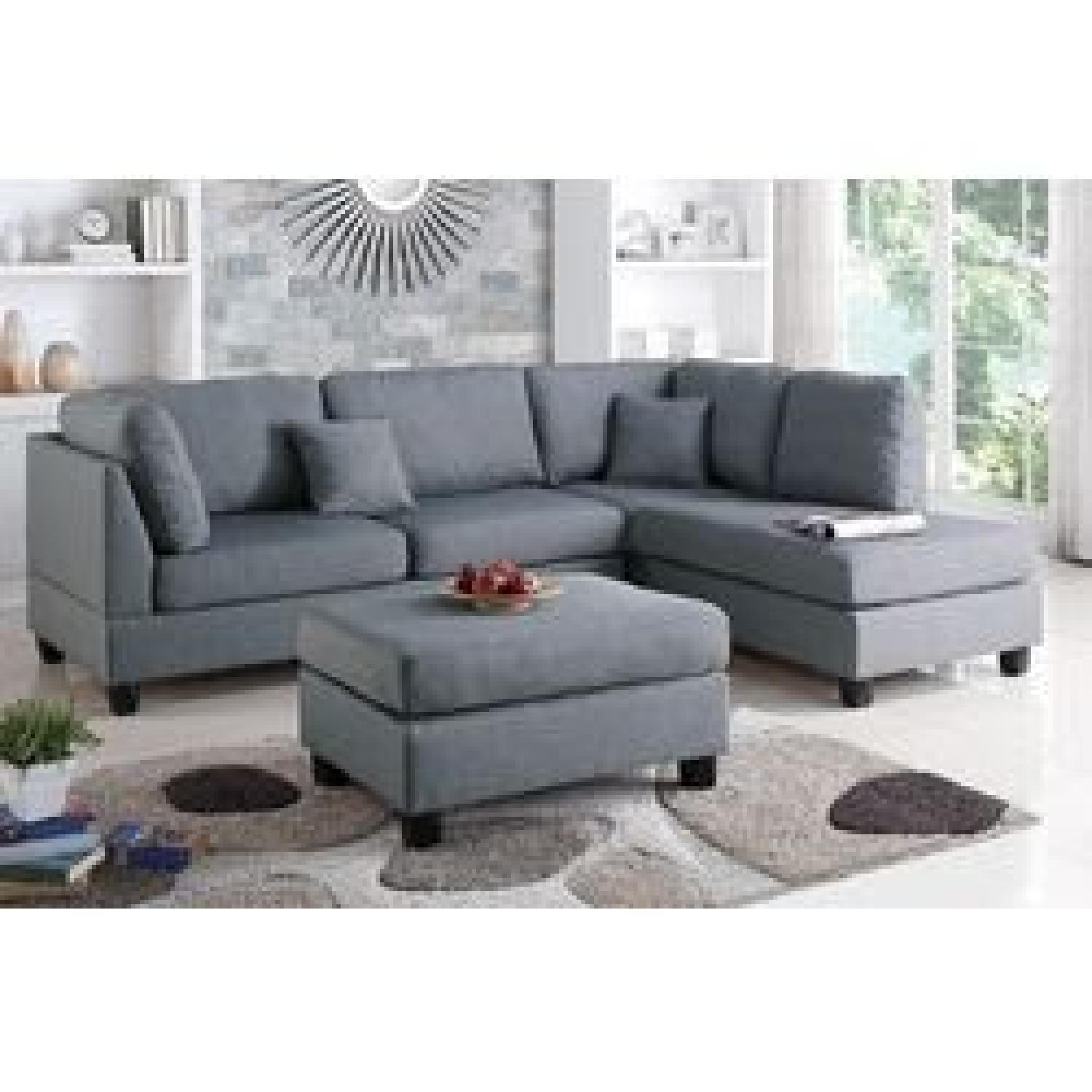 Poundex Bobkona Dervon Reversible Sectional Sofa & Ottoman - image-3