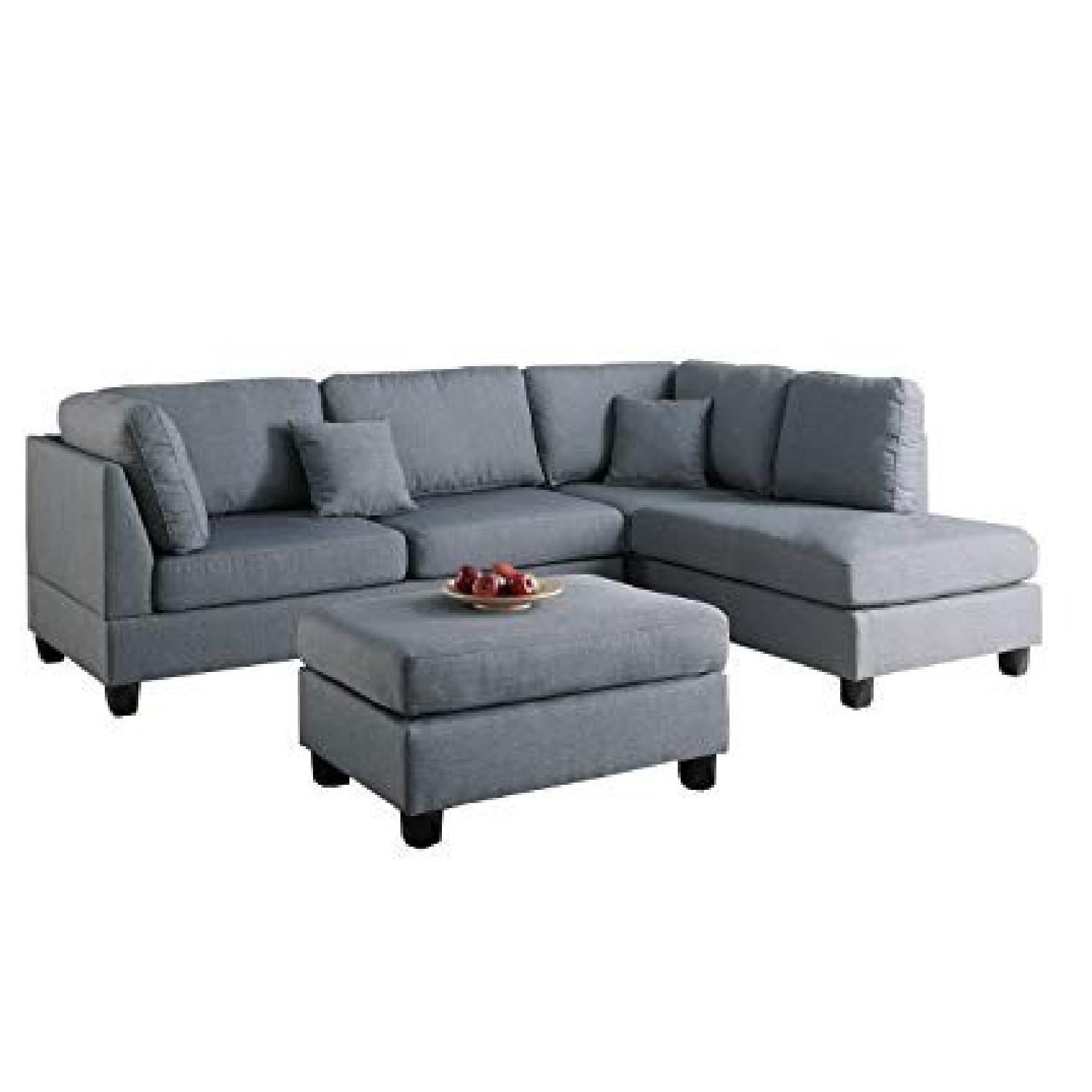 Poundex Bobkona Dervon Reversible Sectional Sofa & Ottoman - image-0