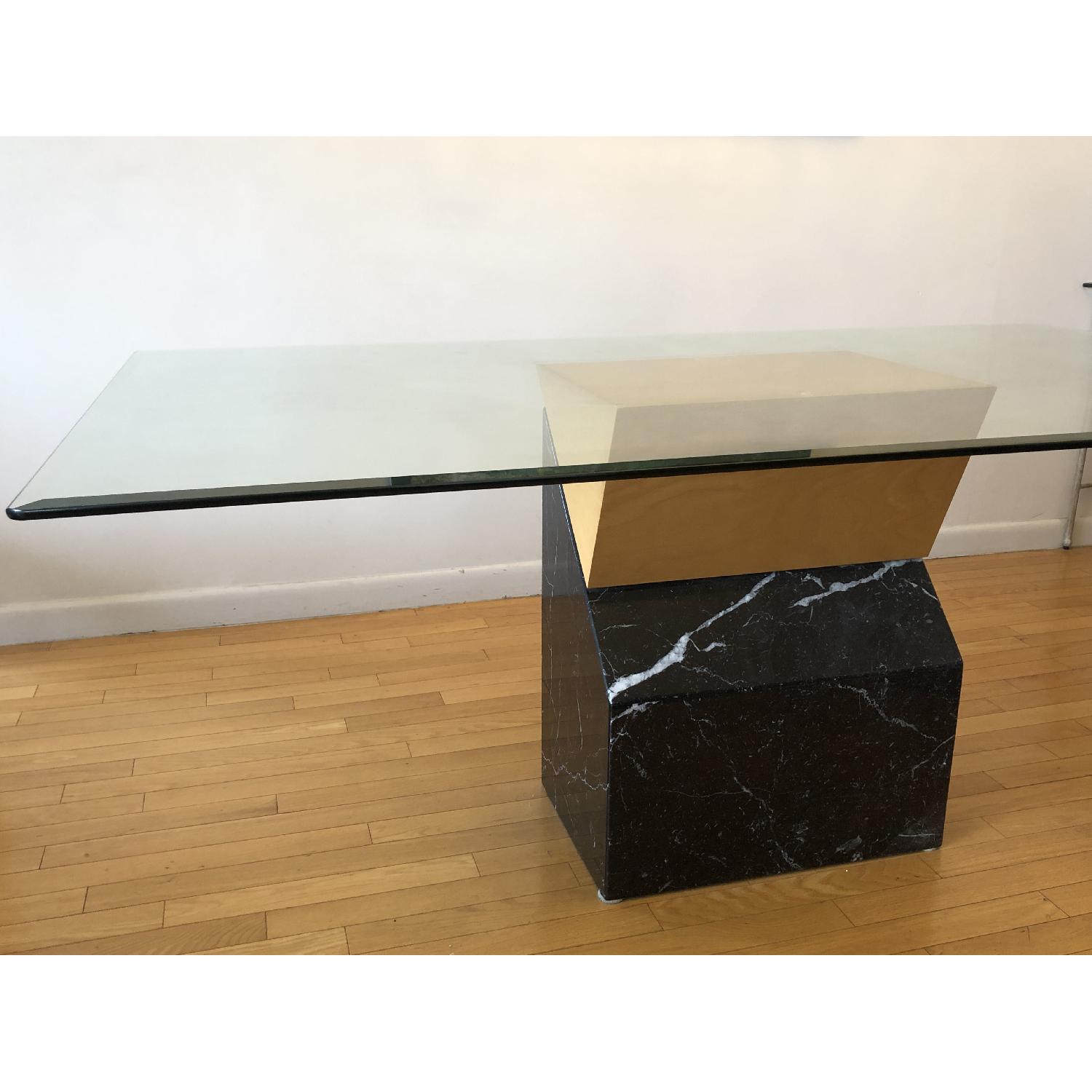 Glass Top Granite Base Dining Table - image-2