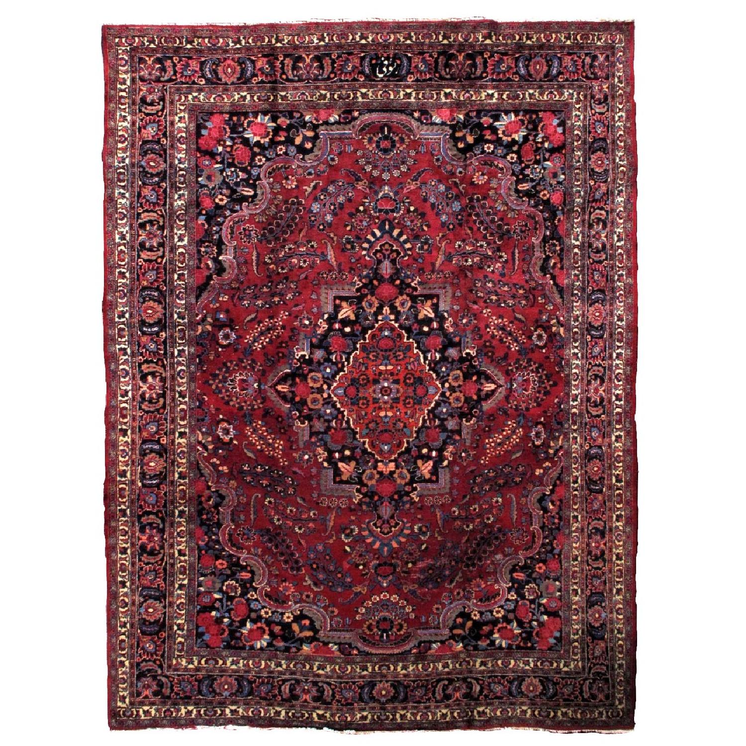 Antique Handmade Persian Mashad Rug - image-0
