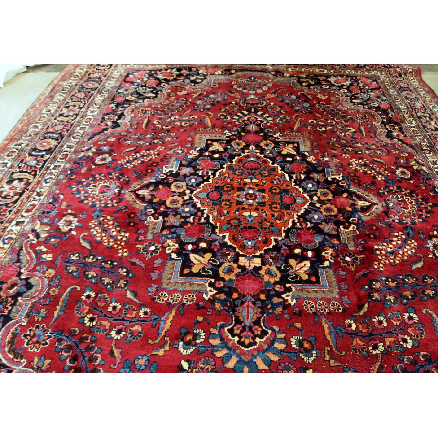 Antique Handmade Persian Mashad Rug - image-6