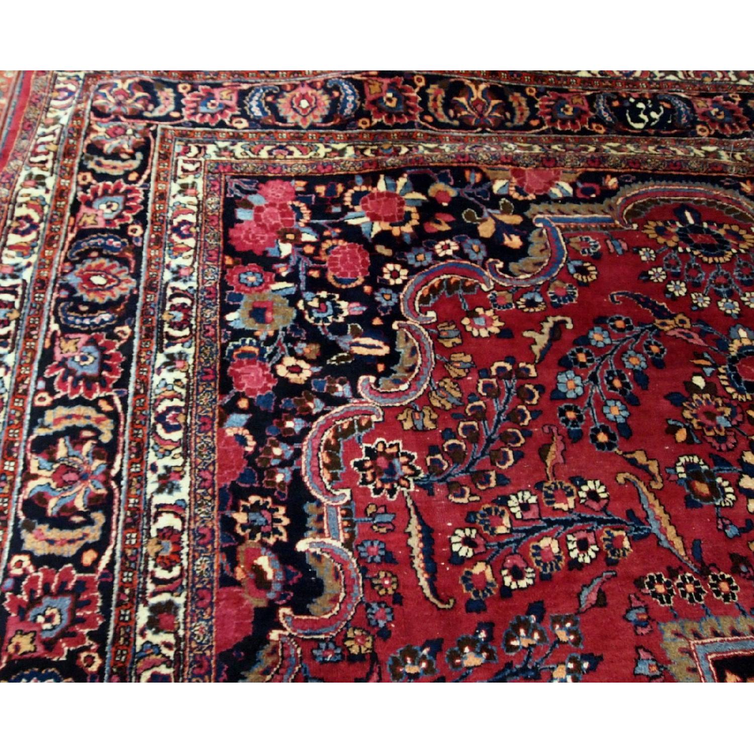 Antique Handmade Persian Mashad Rug - image-9