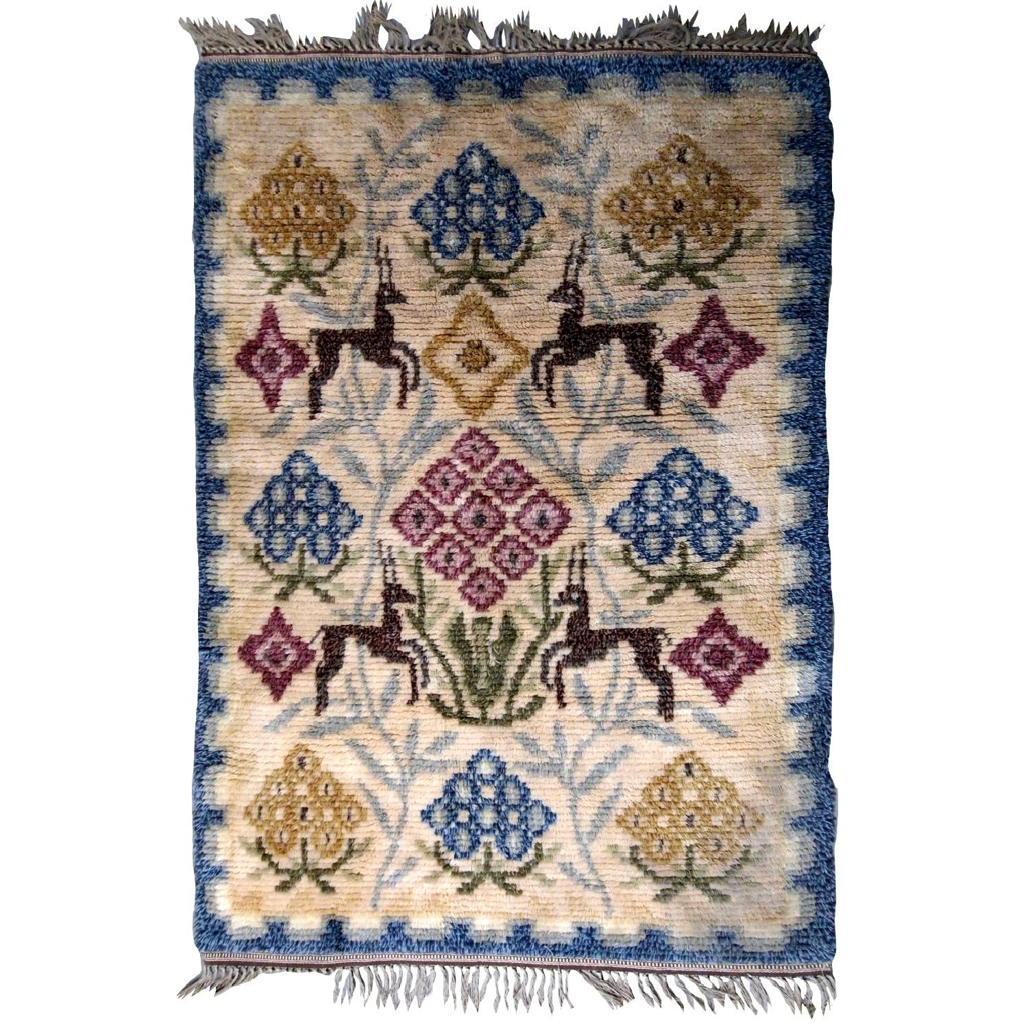 Vintage Handmade Scandinavian Rya Rug - AptDeco