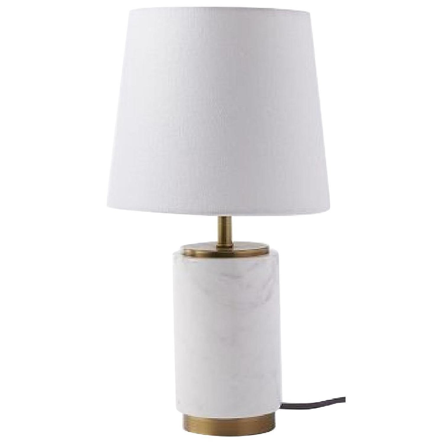 West Elm Small Marble Pillar Table Lamp - image-0