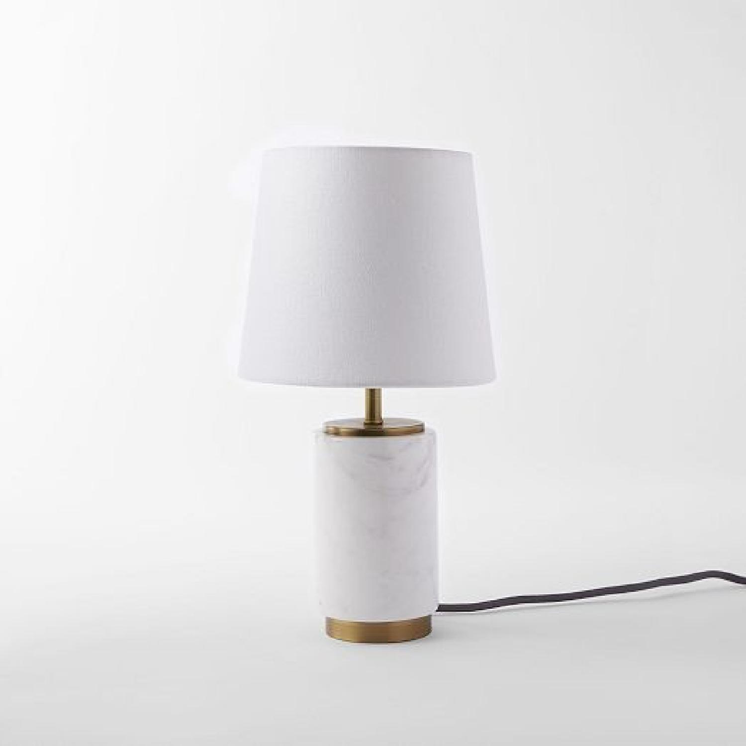 West Elm Small Marble Pillar Table Lamp - image-1