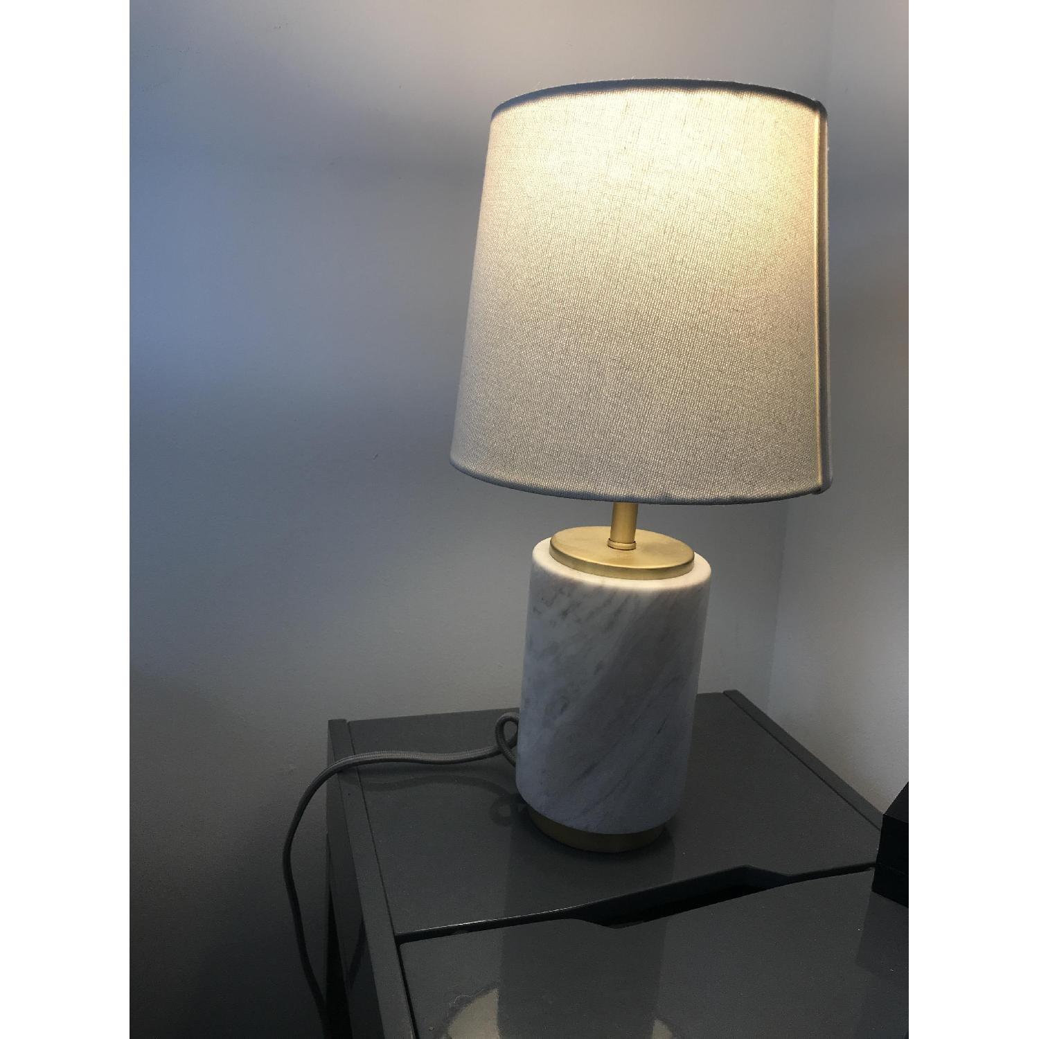 West Elm Small Marble Pillar Table Lamp - image-3