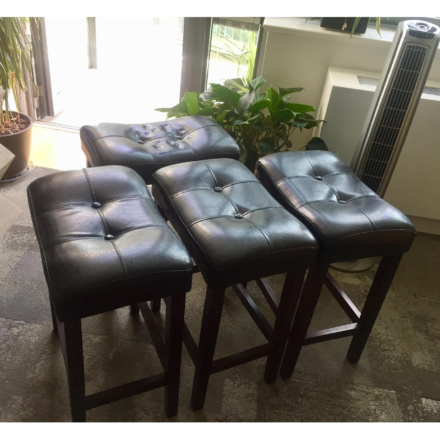 Wood & Faux Leather Breakfast Bar Stools - image-1