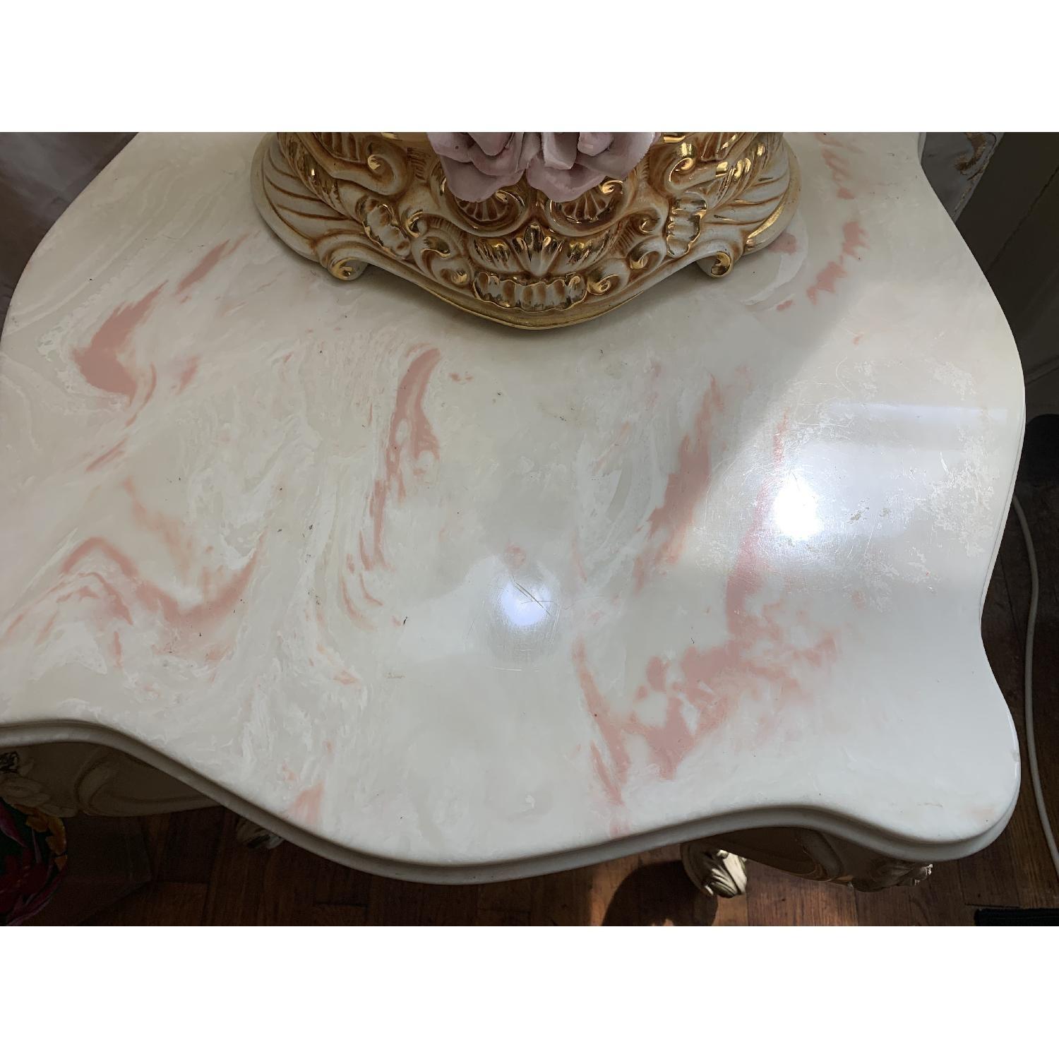 Vintage Pink Marble Coffee Table + 2 End Tables - image-3