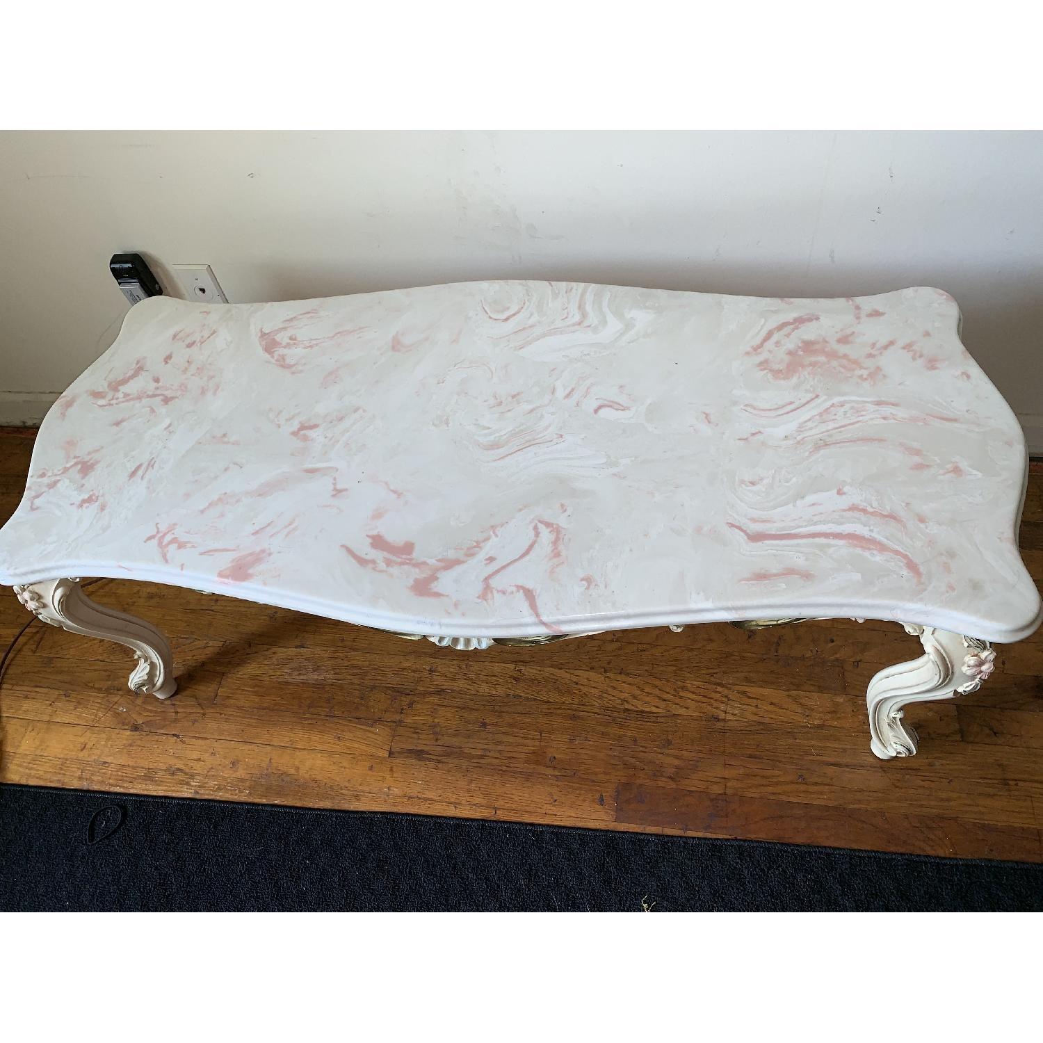 Vintage Pink Marble Coffee Table + 2 End Tables - image-8