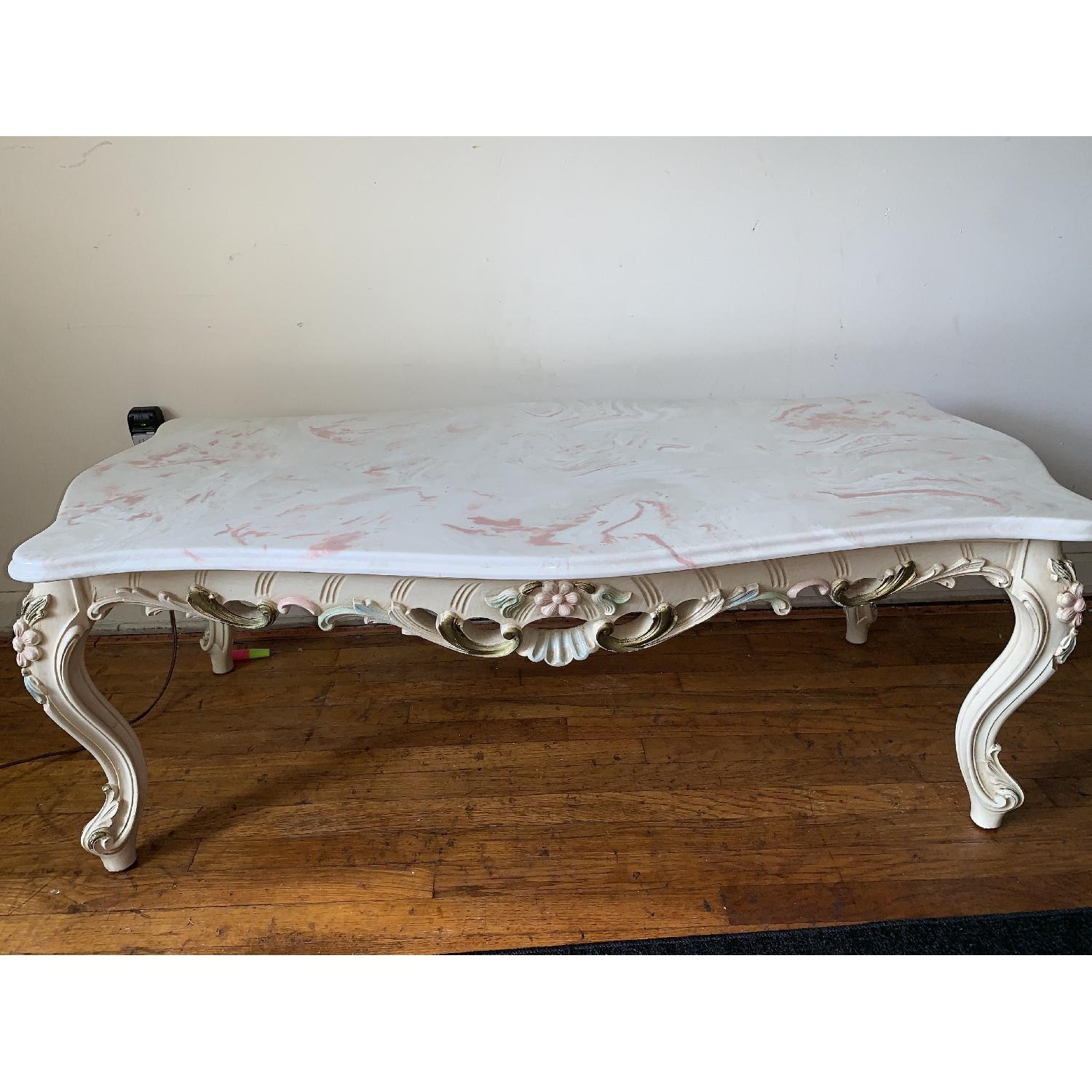 Vintage Pink Marble Coffee Table + 2 End Tables - image-10