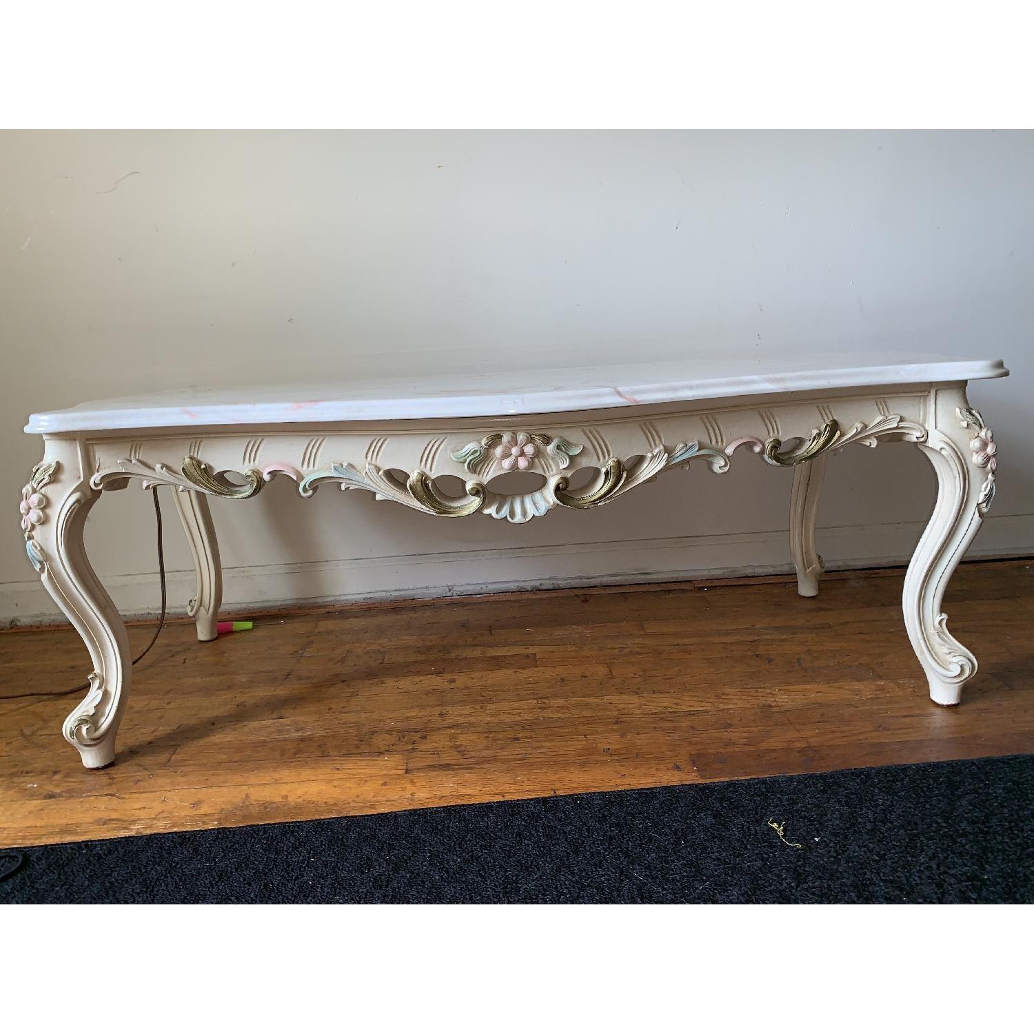 Vintage Pink Marble Coffee Table + 2 End Tables - image-12
