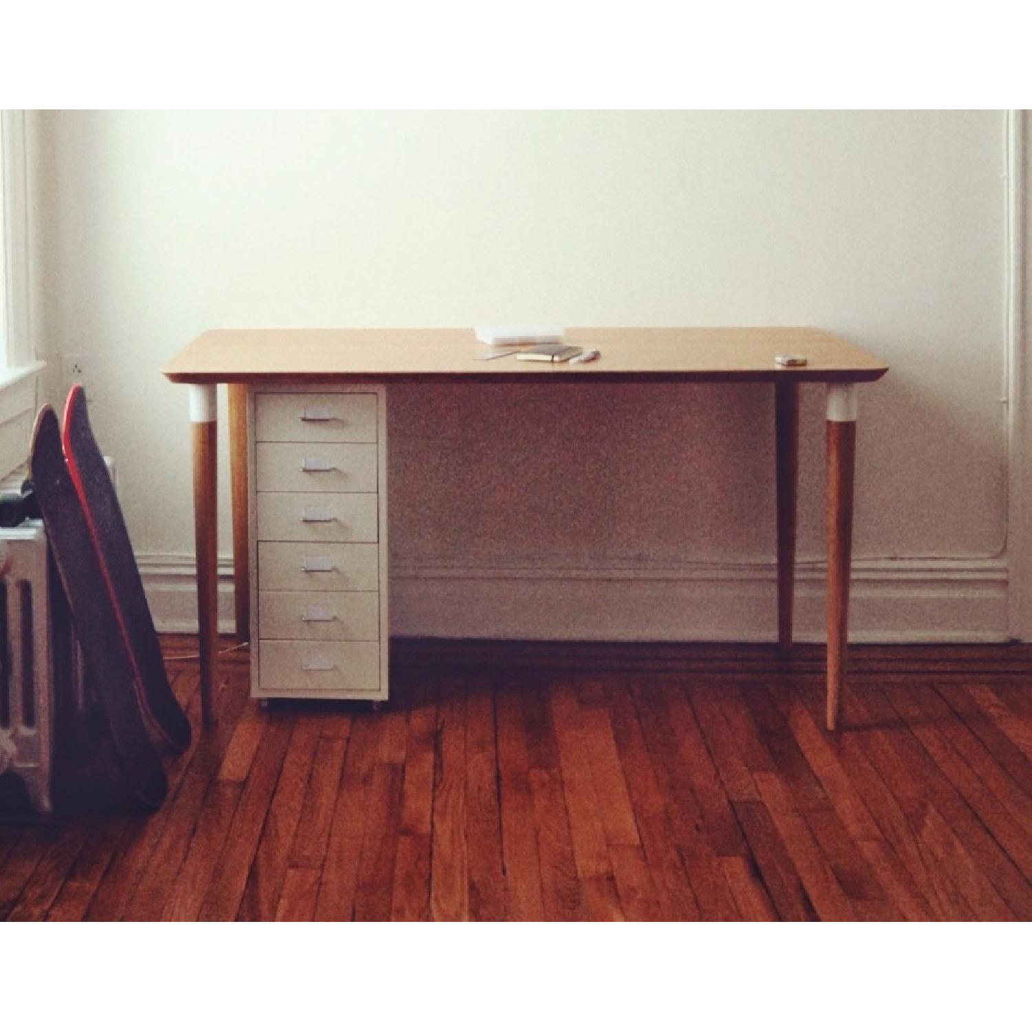 Ikea Hilver Bamboo Table w/ Cone Shaped Legs - image-1