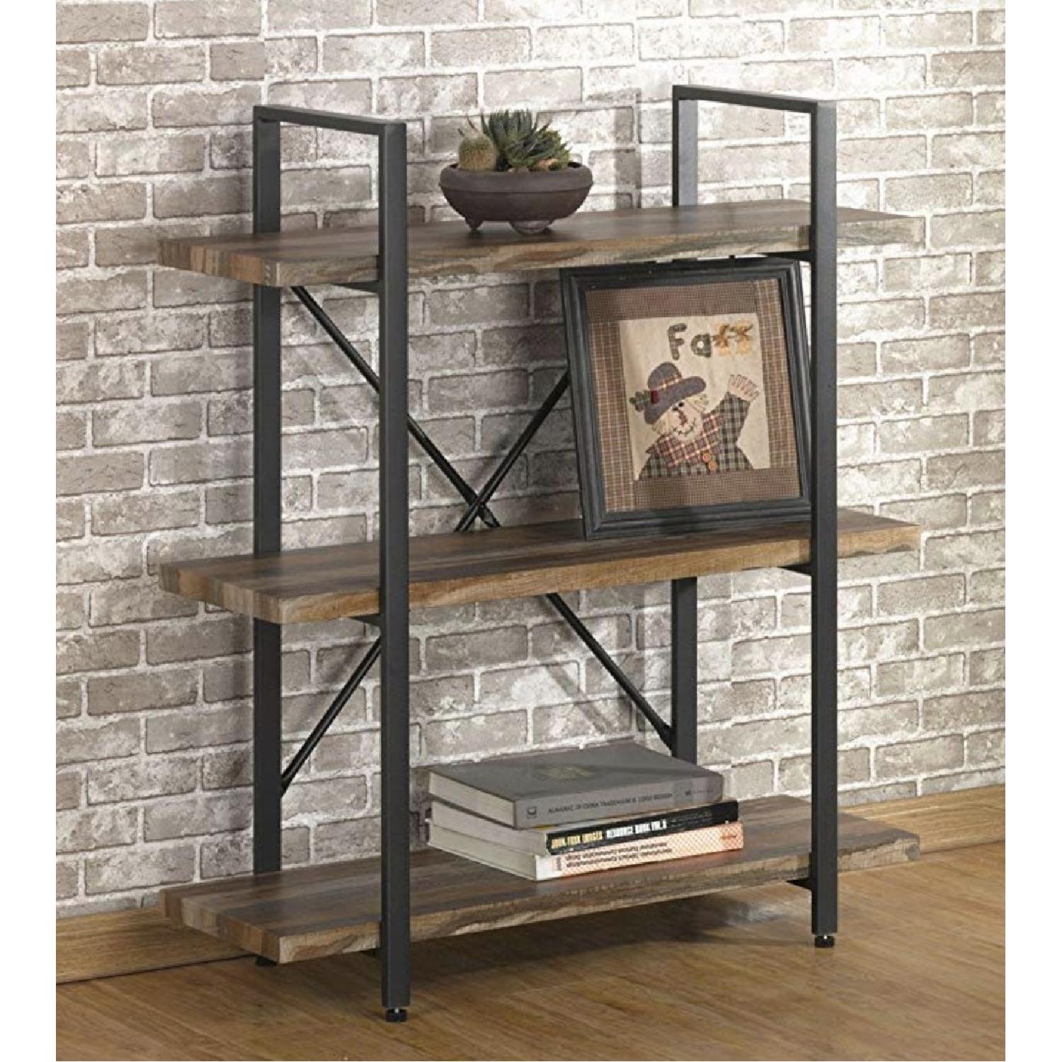 O&K Furniture 3 Level Wood Industrial Bookshelf - image-1