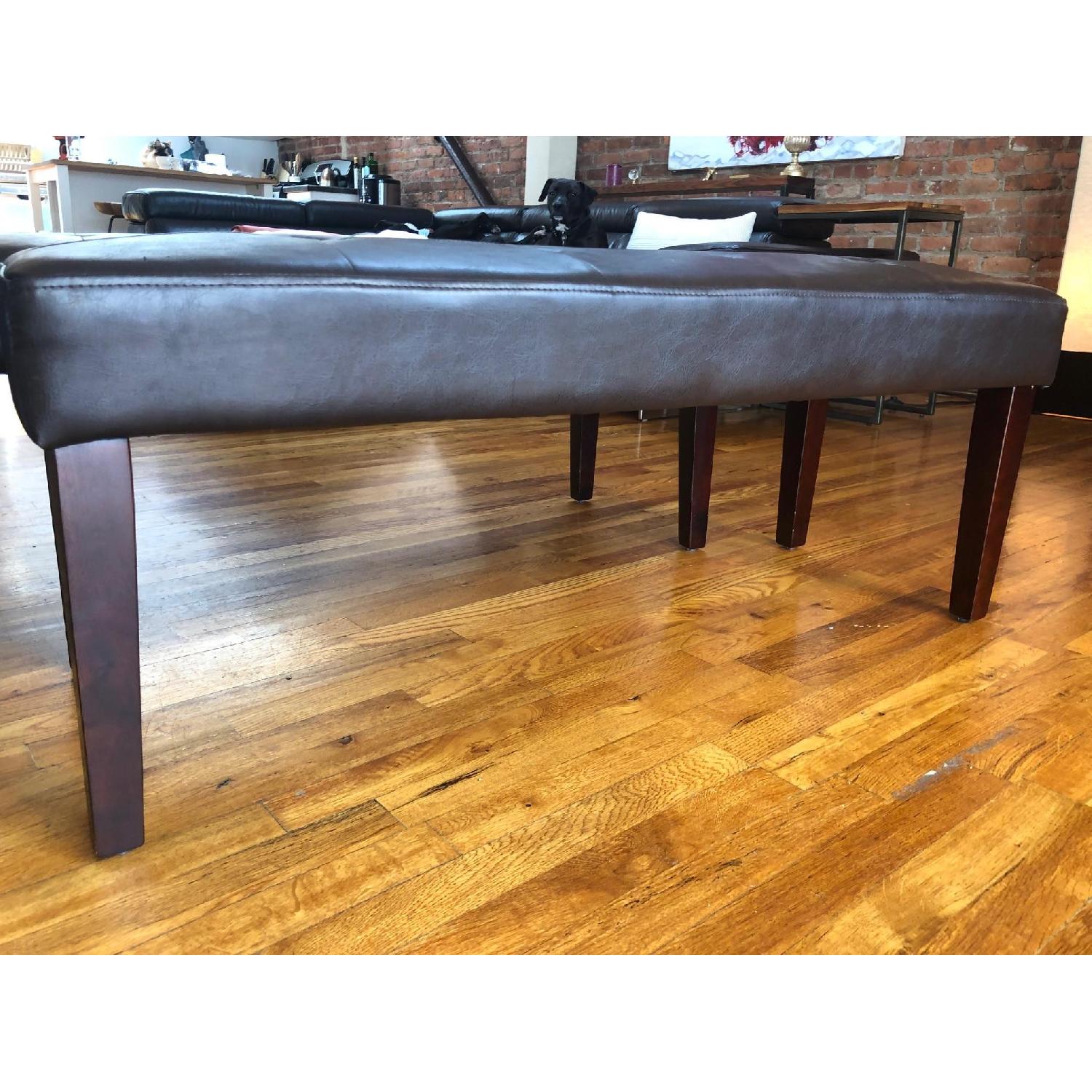 Pier 1 Leather Dining Benches in Mocha - image-3