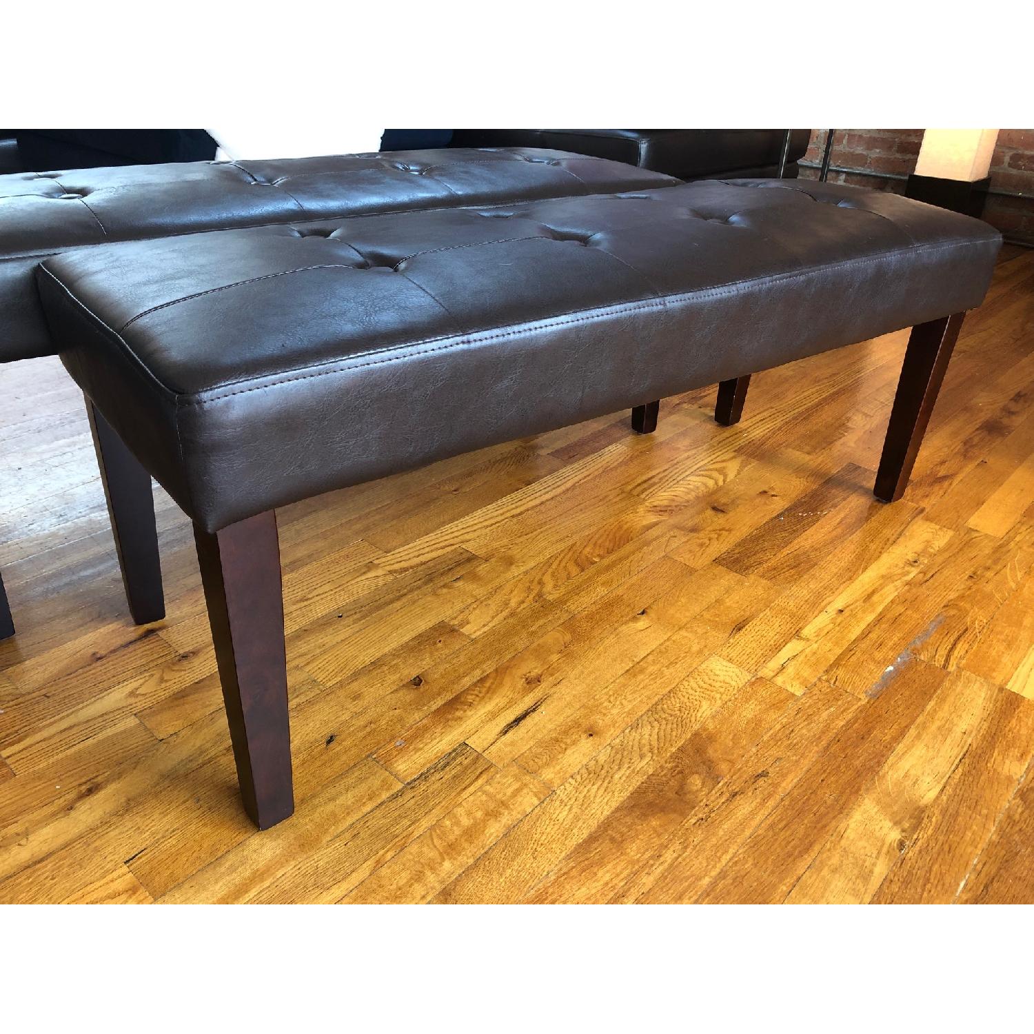 Pier 1 Leather Dining Benches in Mocha AptDeco