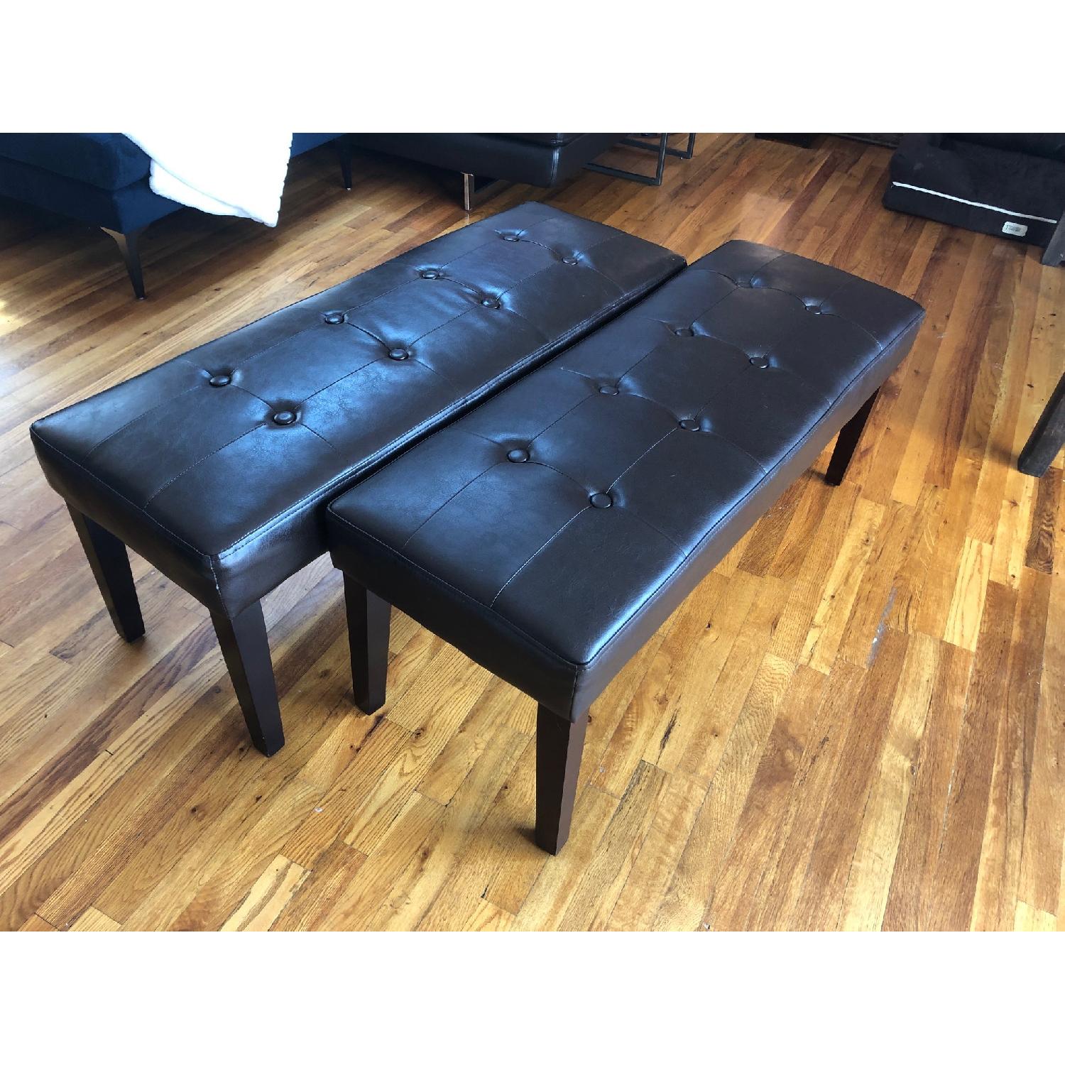 Pier 1 Leather Dining Benches in Mocha - image-6