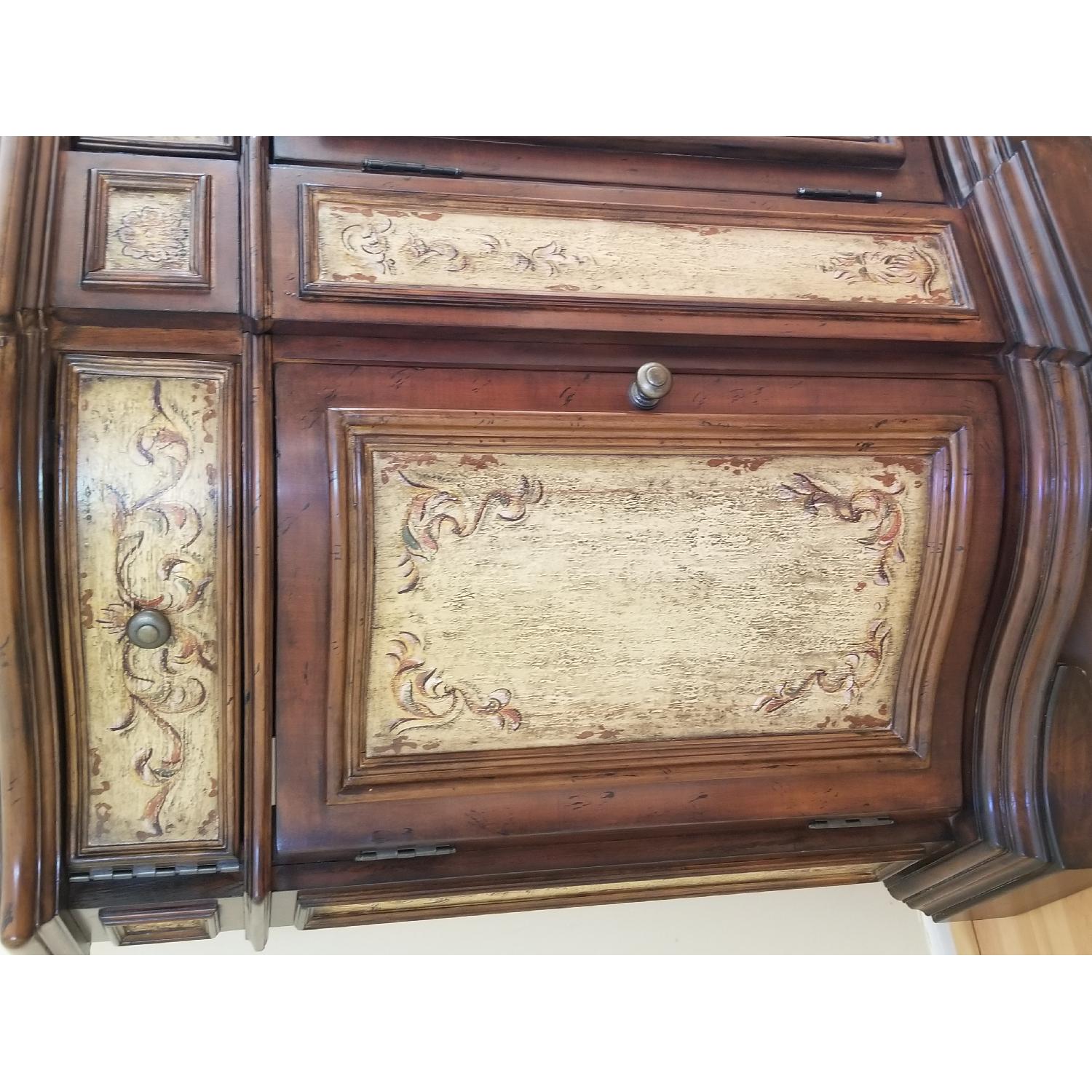 Antique Wood Buffet w/ Hand Painted Panels - image-5