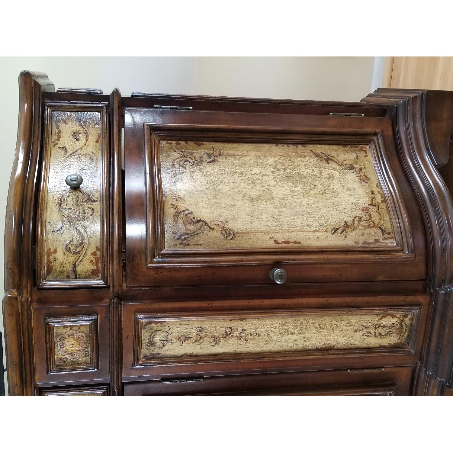 Antique Wood Buffet w/ Hand Painted Panels - image-7