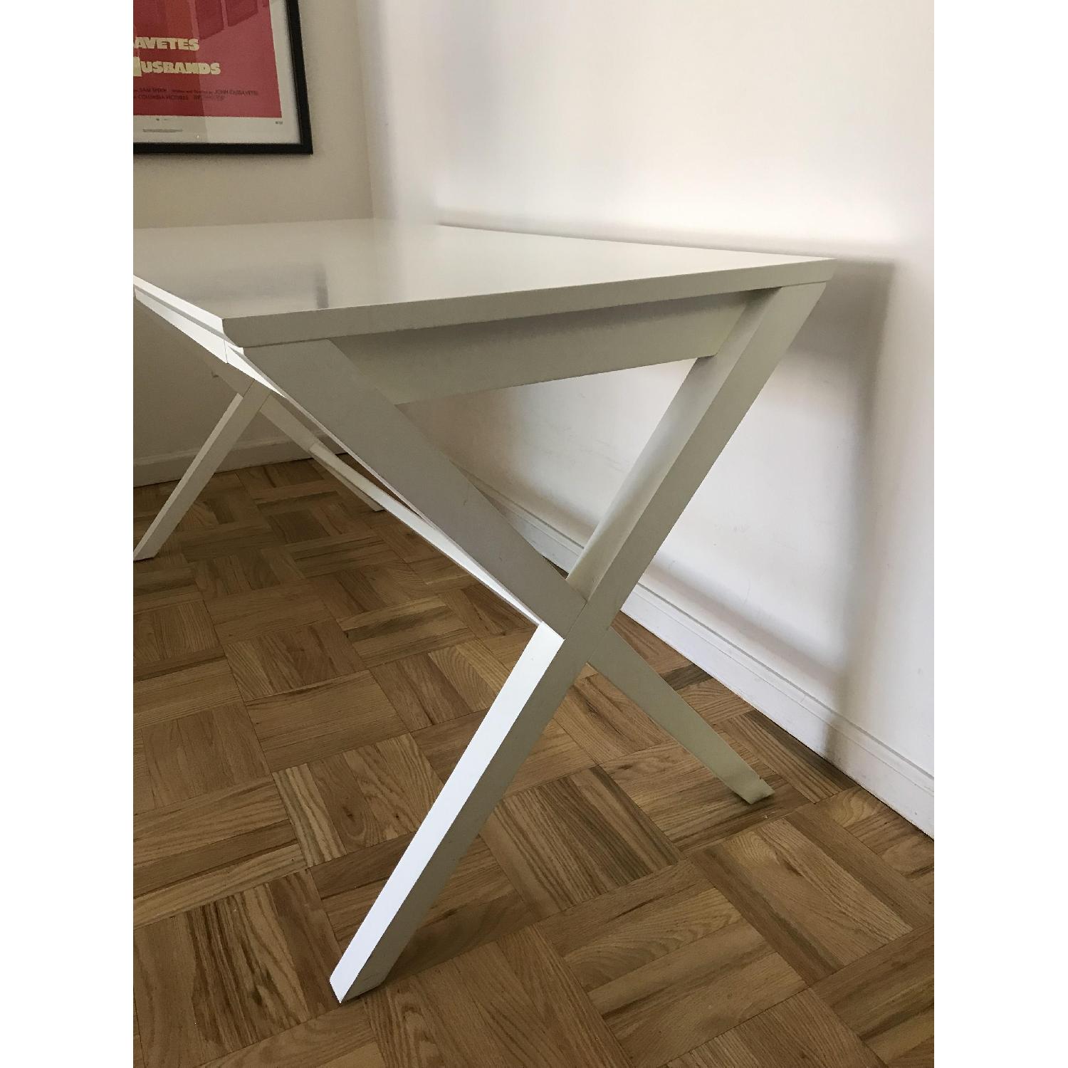 Crate & Barrel Spotlight X-Leg White Desk - image-3