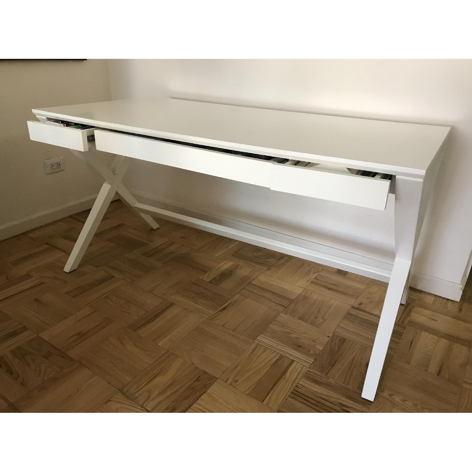 Crate & Barrel Spotlight X-Leg White Desk - image-5