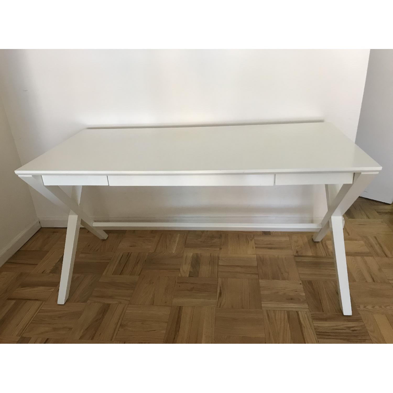 Crate & Barrel Spotlight X-Leg White Desk - image-6