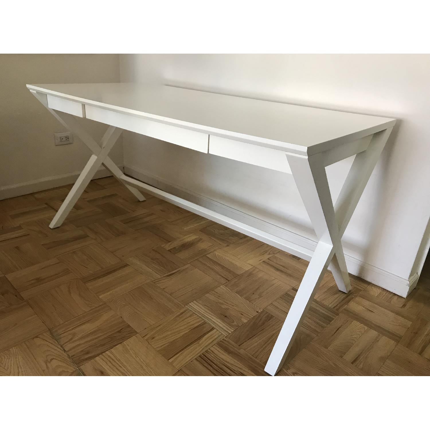 Crate & Barrel Spotlight X-Leg White Desk - image-7