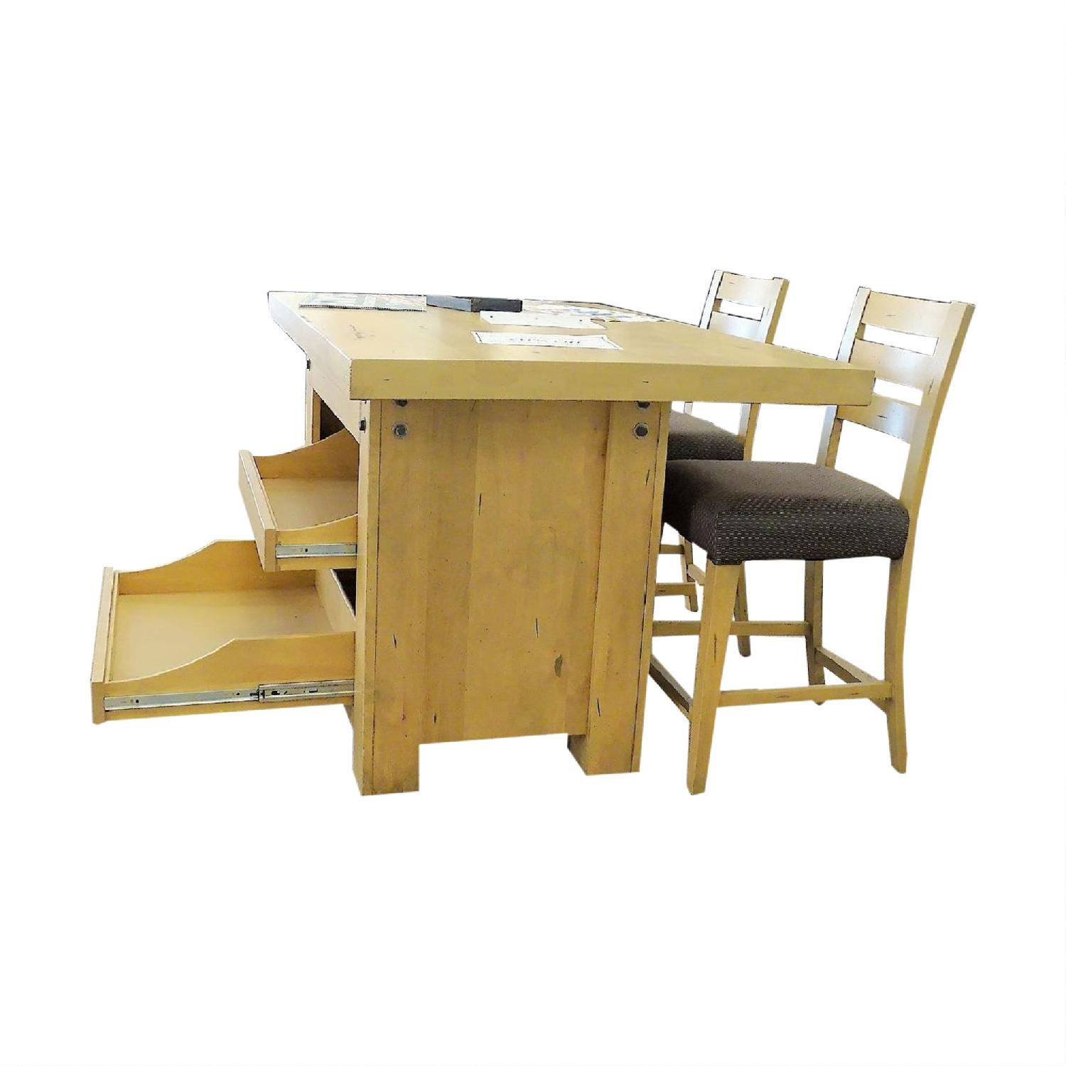 Canadel Loft Collection Kitchen Island w/ 2 Stools AptDeco