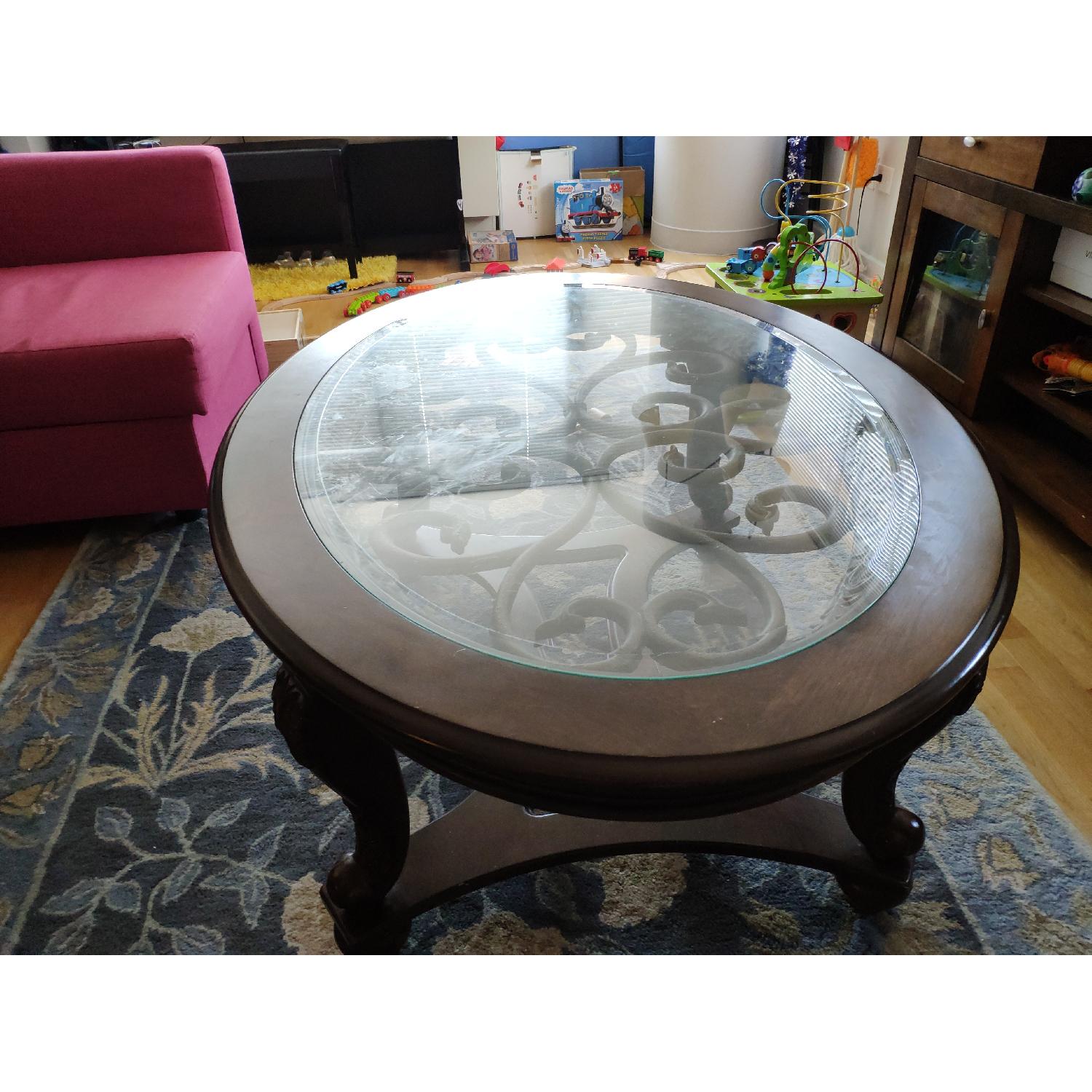 Oval Glass Top Coffee Table - image-1