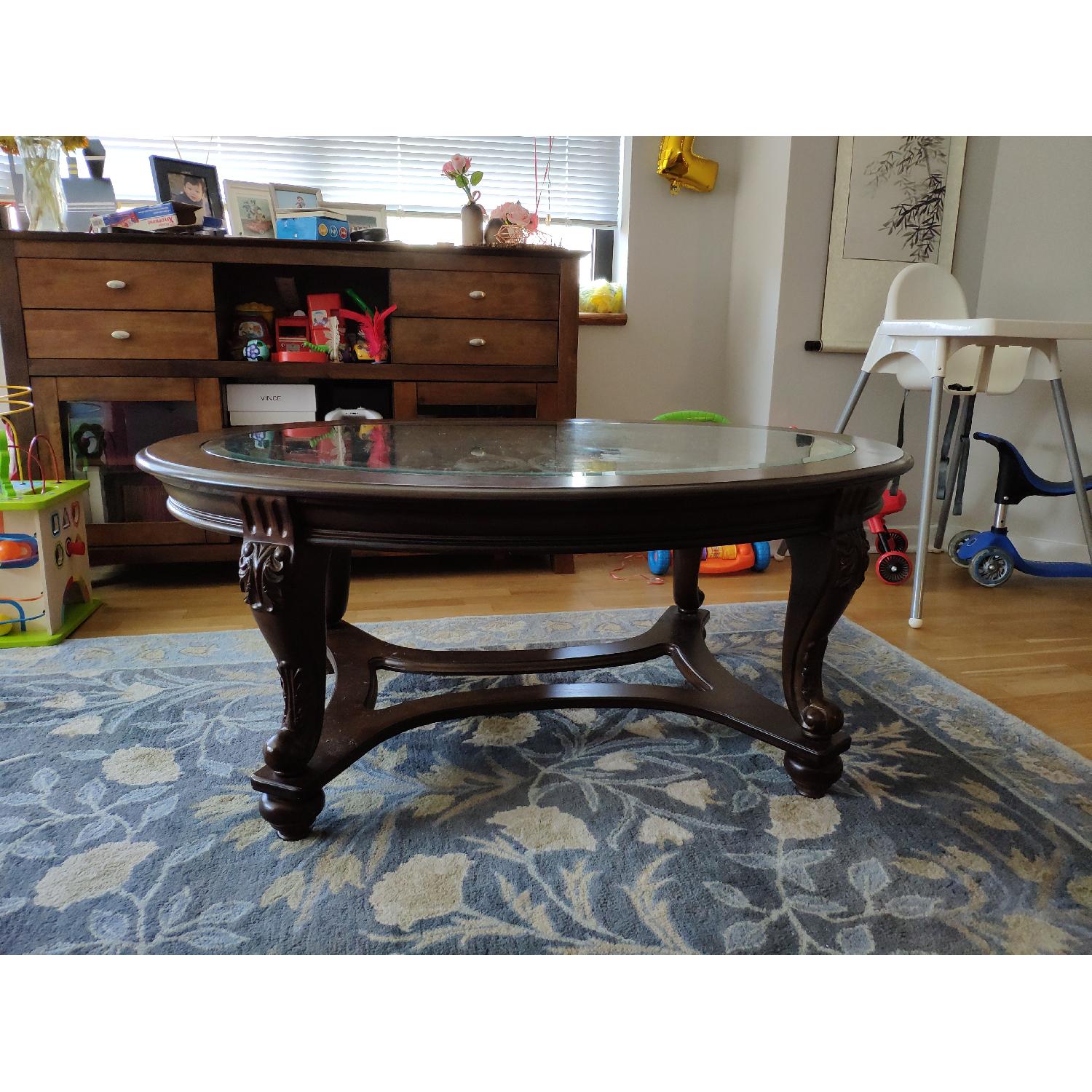 Oval Glass Top Coffee Table - image-4