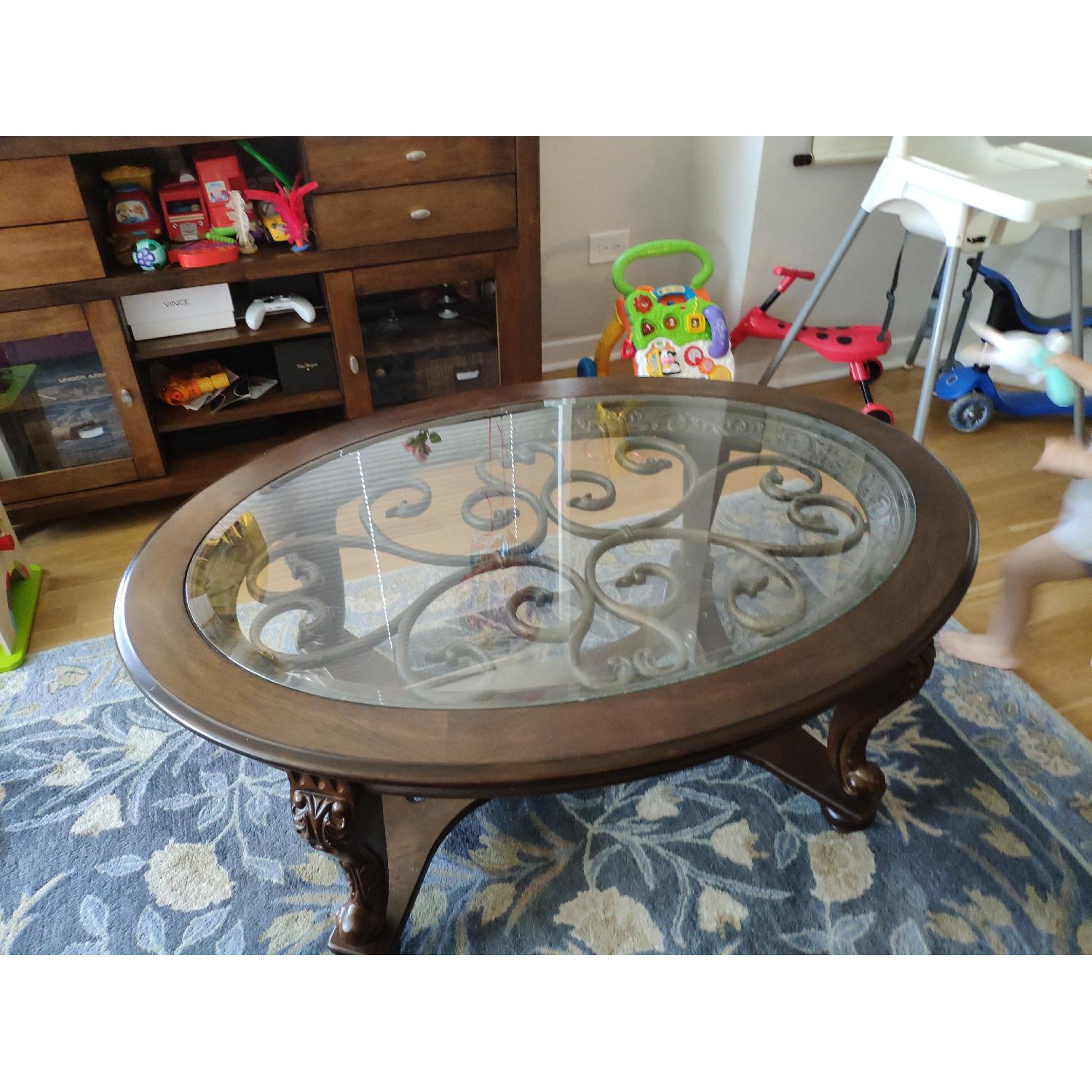 Oval Glass Top Coffee Table - image-5