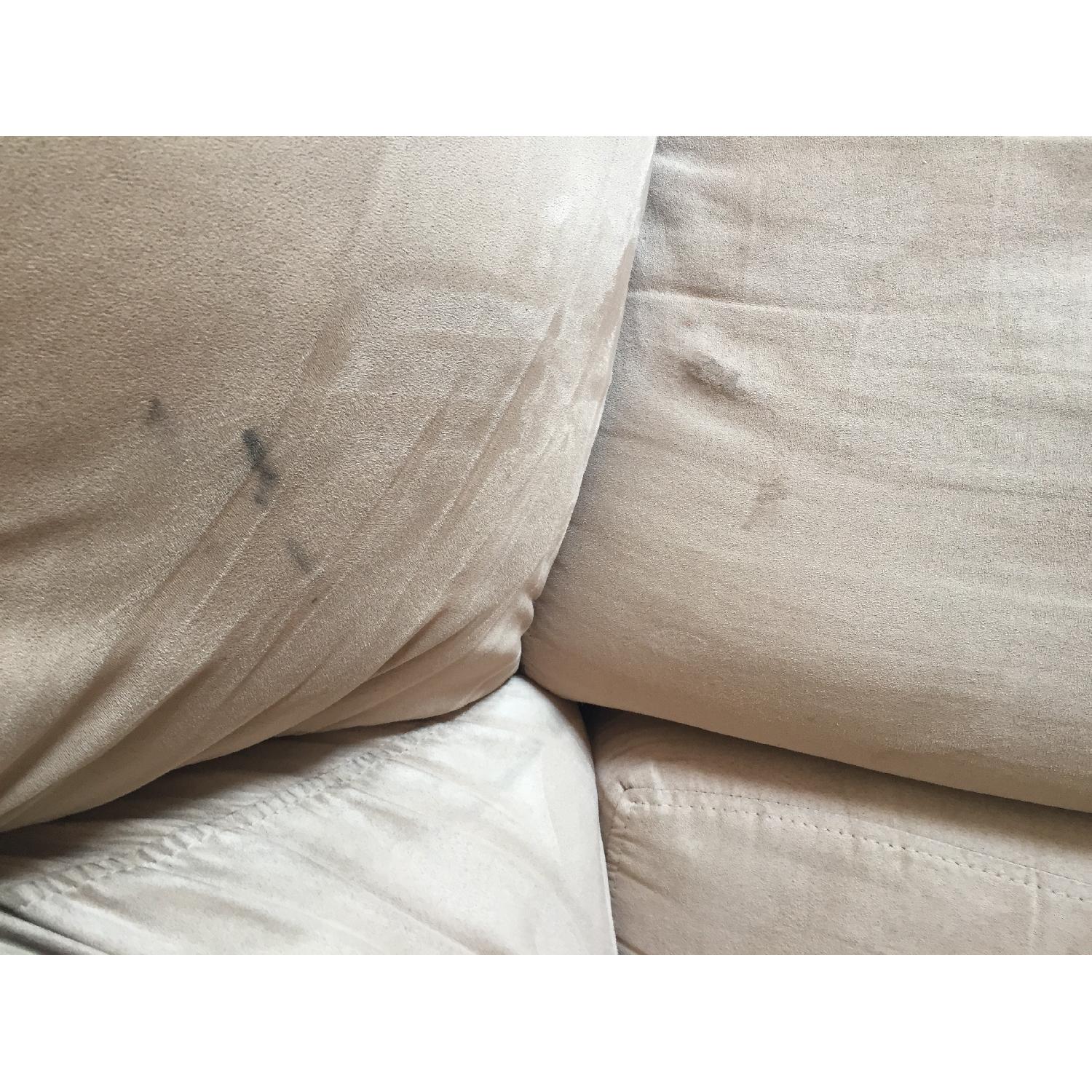 Beige Suede 2-Piece Sectional Sofa w/ Chaise - image-4