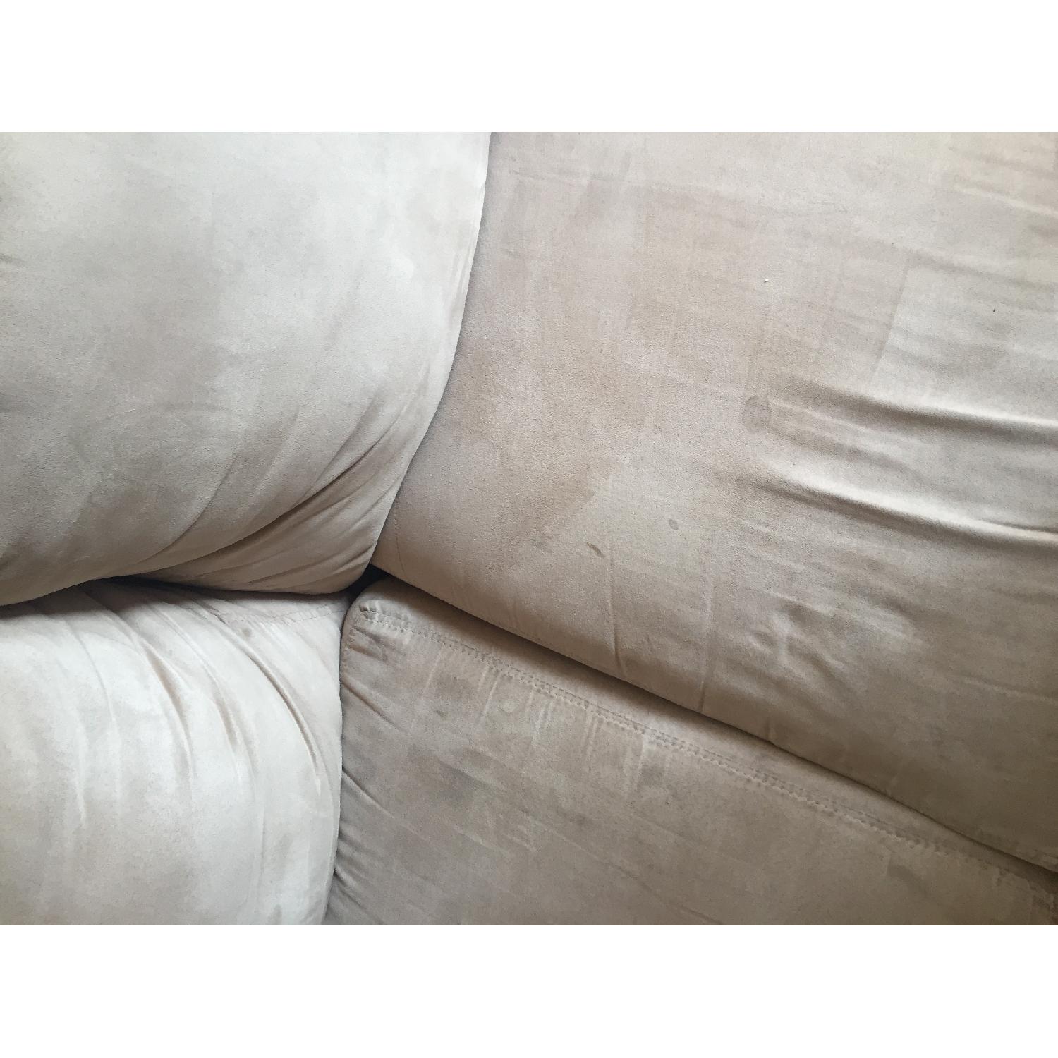 Beige Suede 2-Piece Sectional Sofa w/ Chaise - image-6