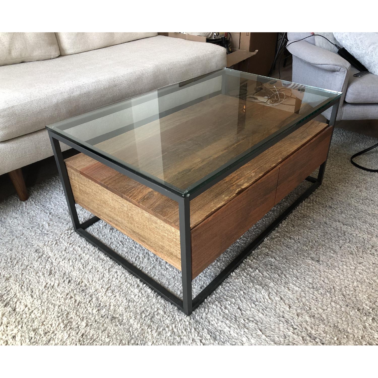 West Elm Industrial Box Frame Storage Coffee Table AptDeco