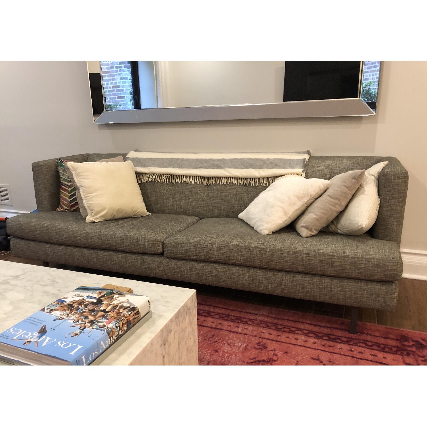 CB2 Avec Grey Sofa w/ Brushed Stainless Steel Legs - image-1