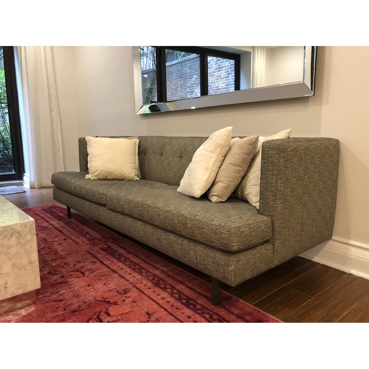 CB2 Avec Grey Sofa w/ Brushed Stainless Steel Legs - image-3