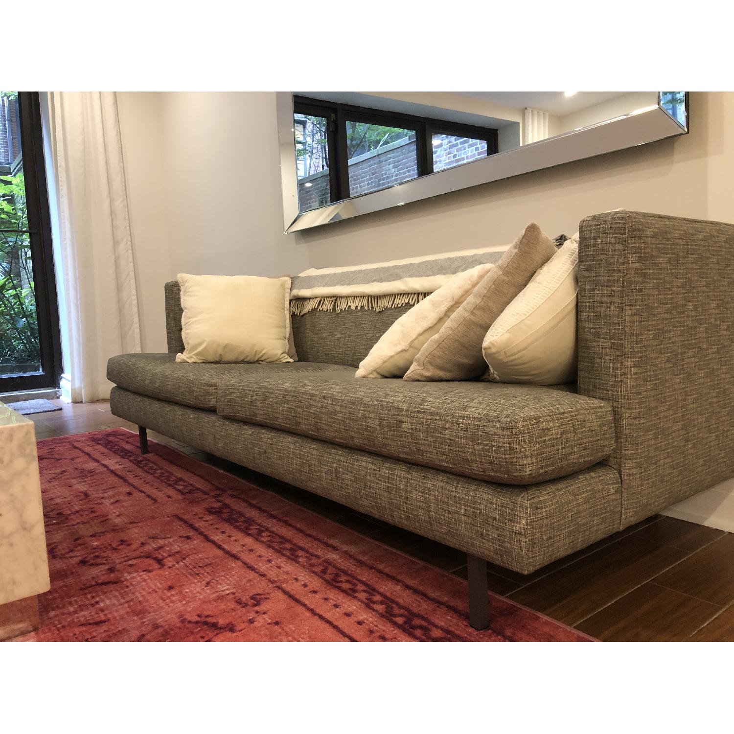 CB2 Avec Grey Sofa w/ Brushed Stainless Steel Legs - image-4