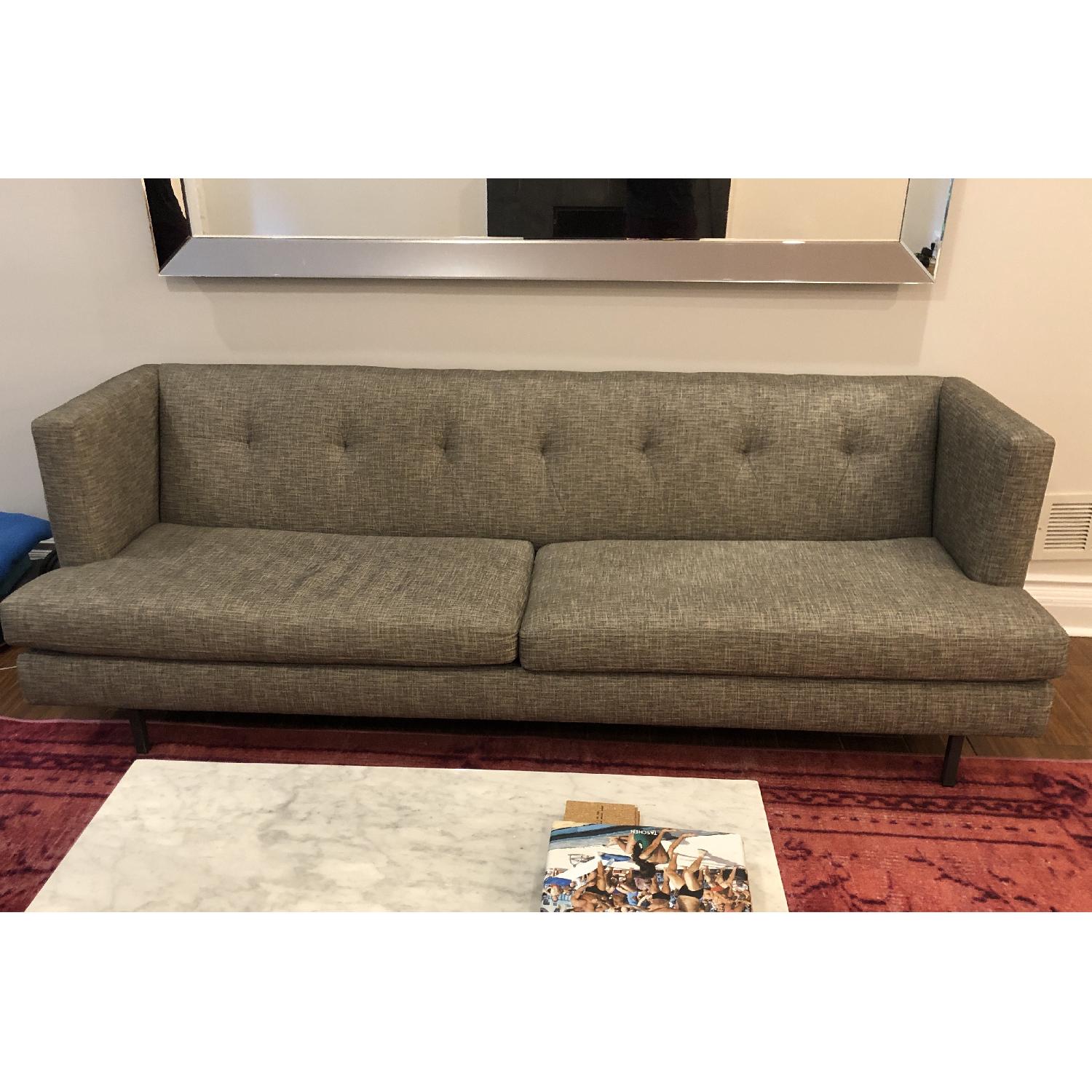CB2 Avec Grey Sofa w/ Brushed Stainless Steel Legs - image-5