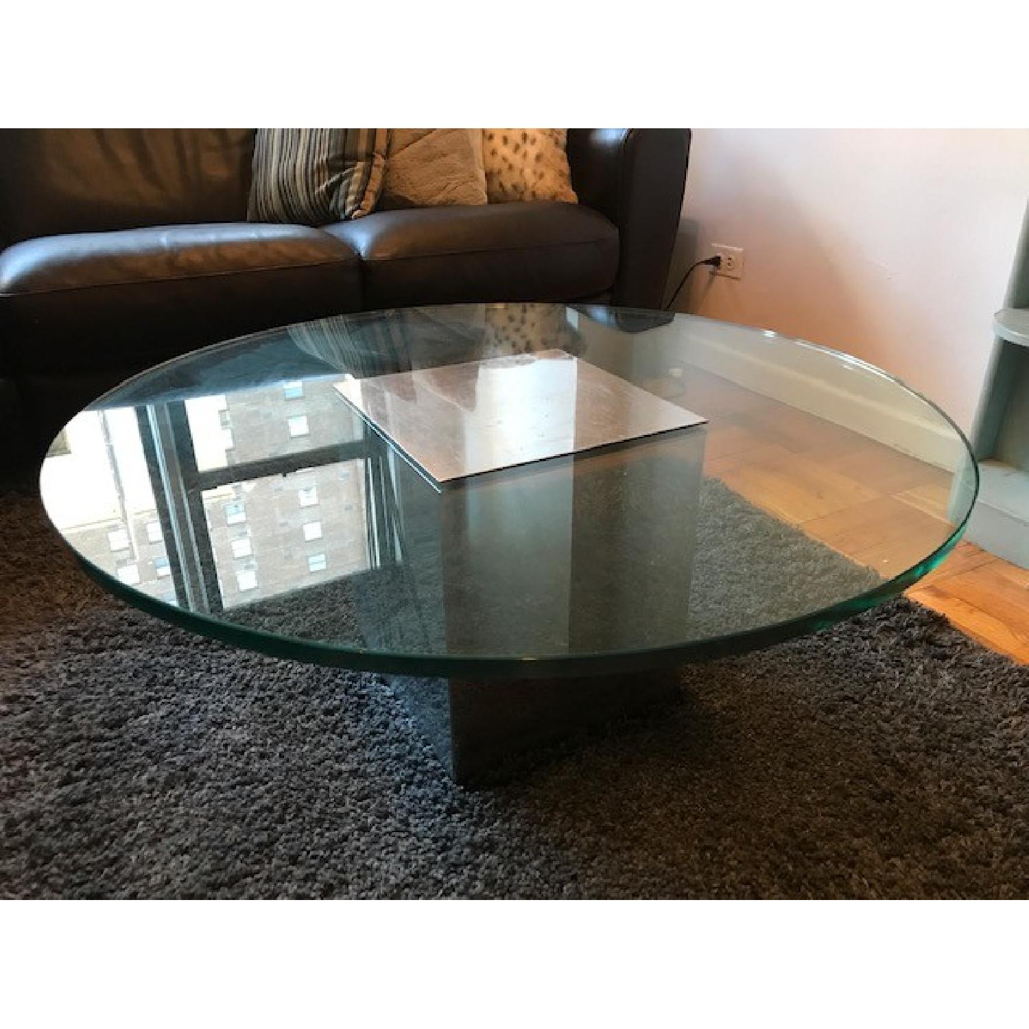 Vintage Deco 1960s Modern Glass Metal Coffee Table AptDeco