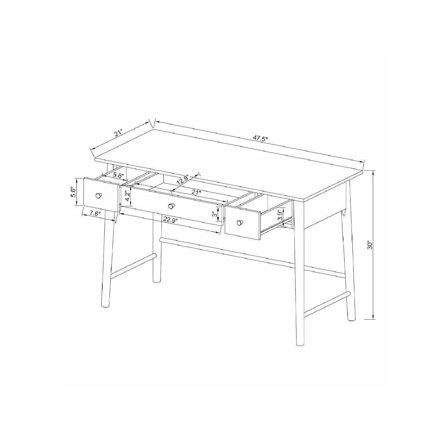 Target Mid Century Modern Three Drawer Writing Desk - image-2