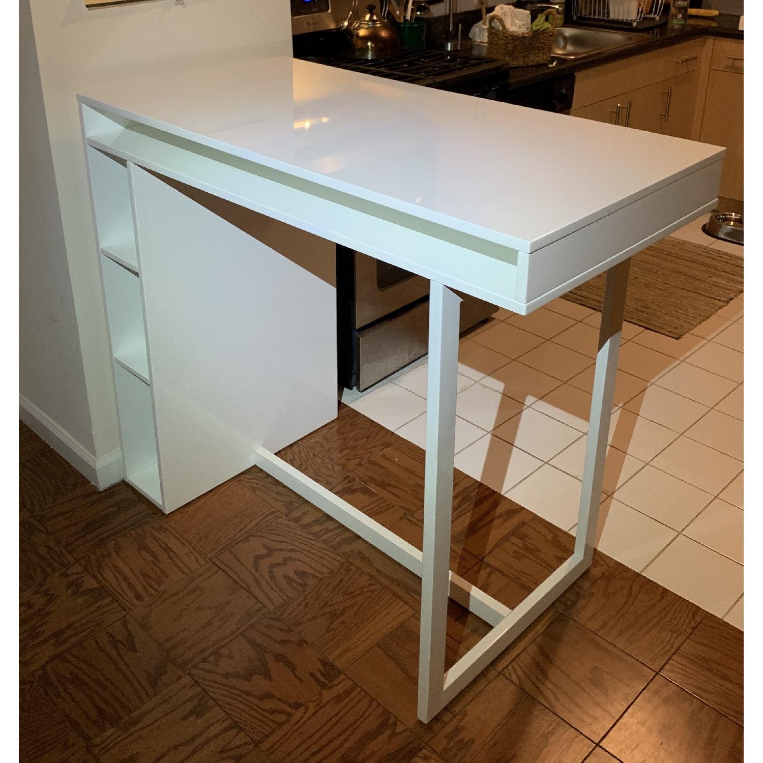 CB2 Public White Dining Table AptDeco