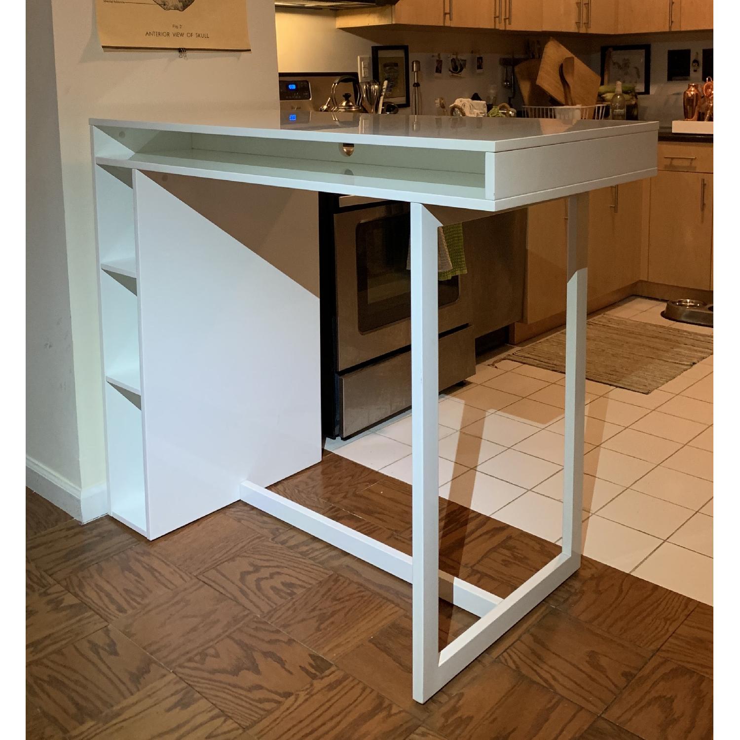 CB2 Public White Dining Table AptDeco