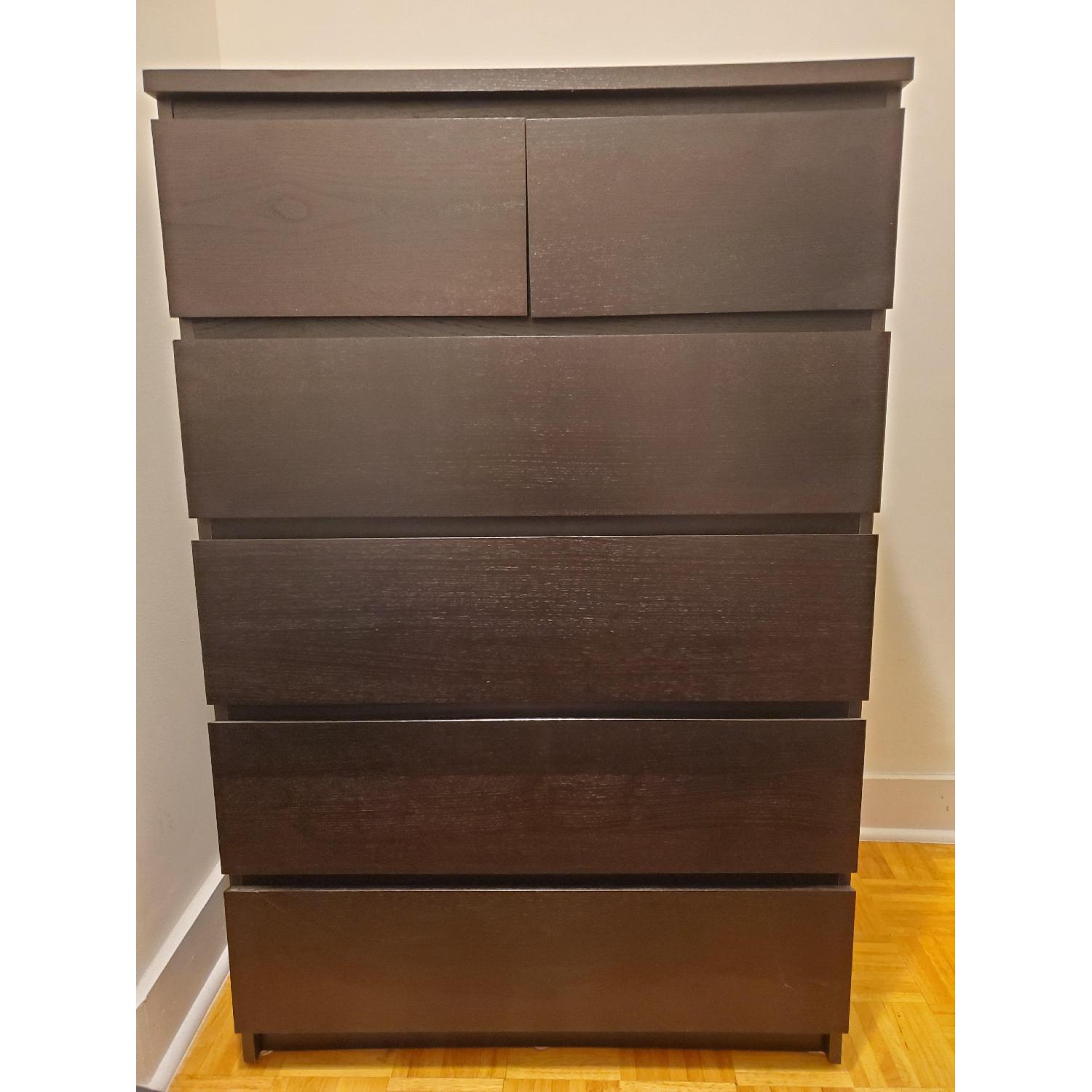 Ikea Malm 6-Drawer Chest in Black-Brown - image-1