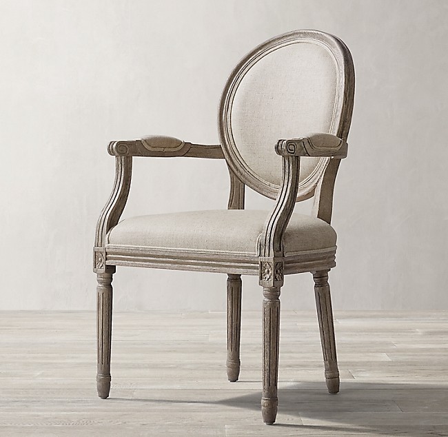 Restoration Hardware Vintage French Round Fabric Armchairs