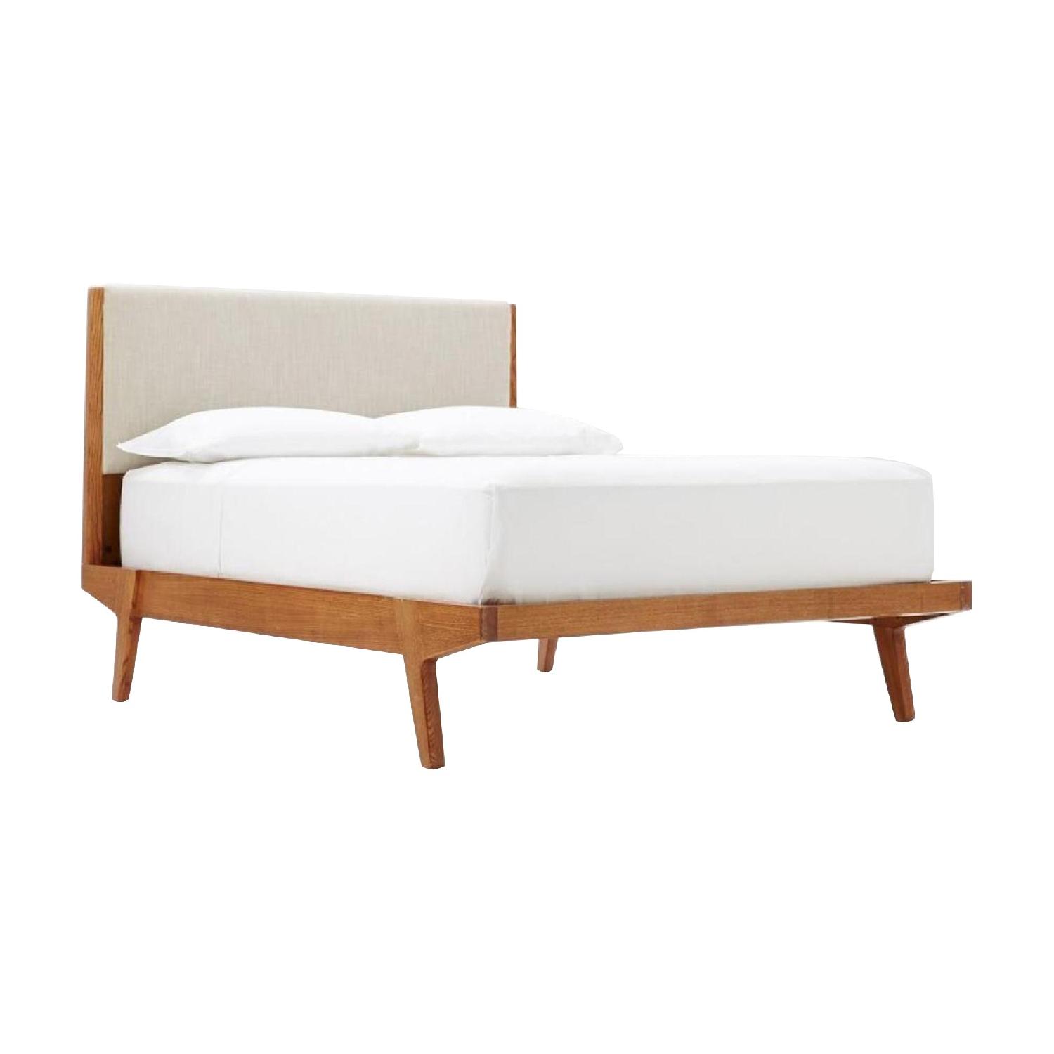 West Elm Modern Bed in Linen Weave Natural - image-0