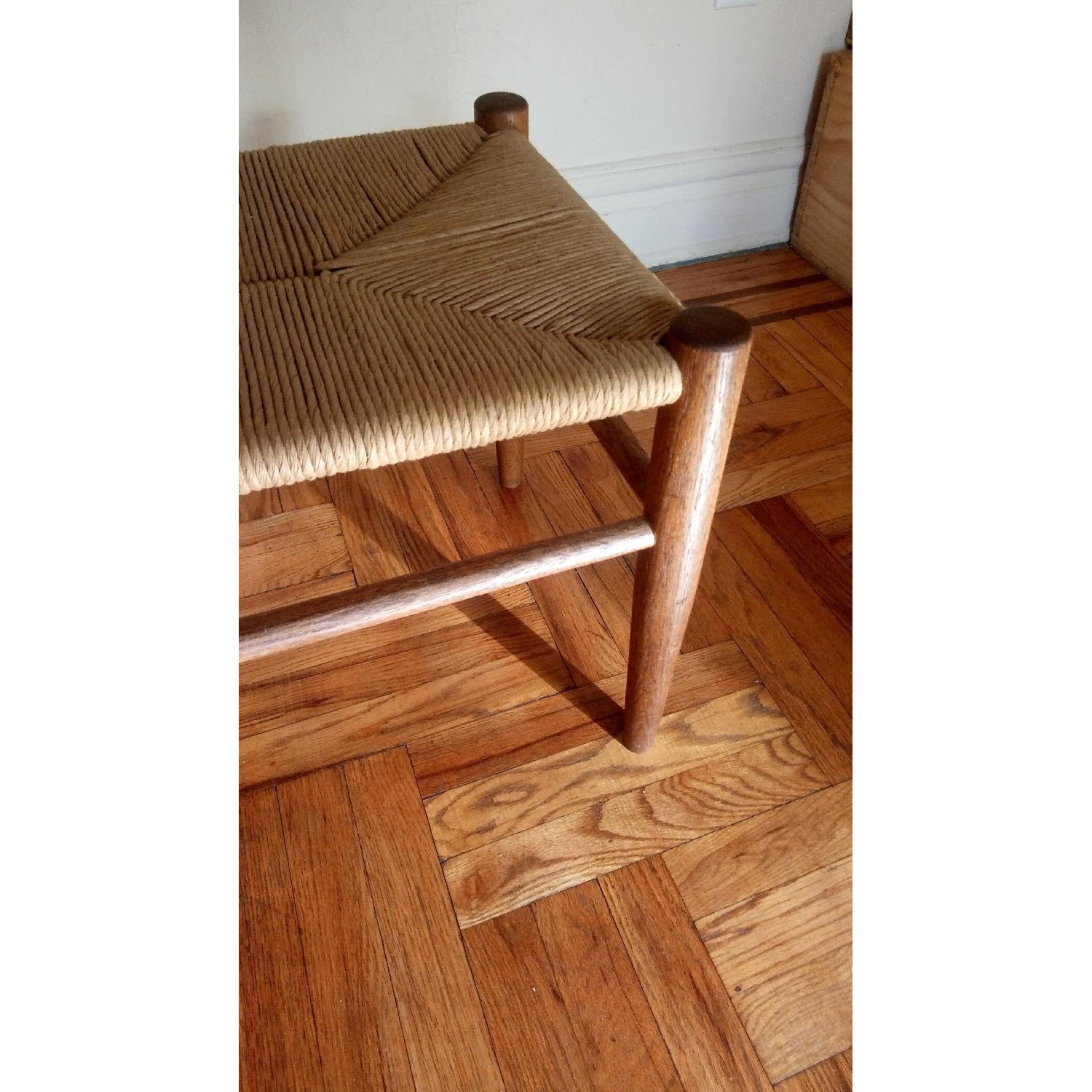 Solid Oak & Fiber Rush Seat Bench - image-3