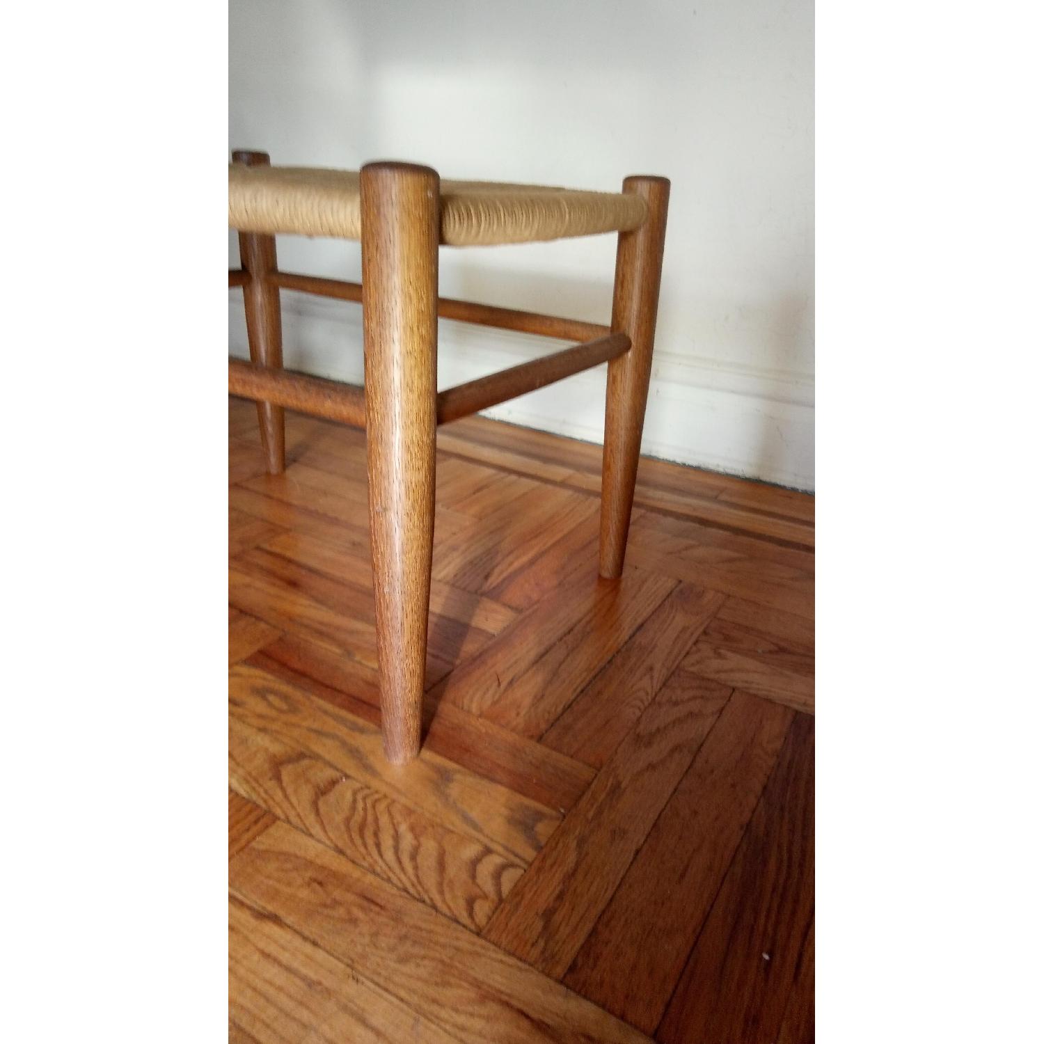 Solid Oak & Fiber Rush Seat Bench - image-4