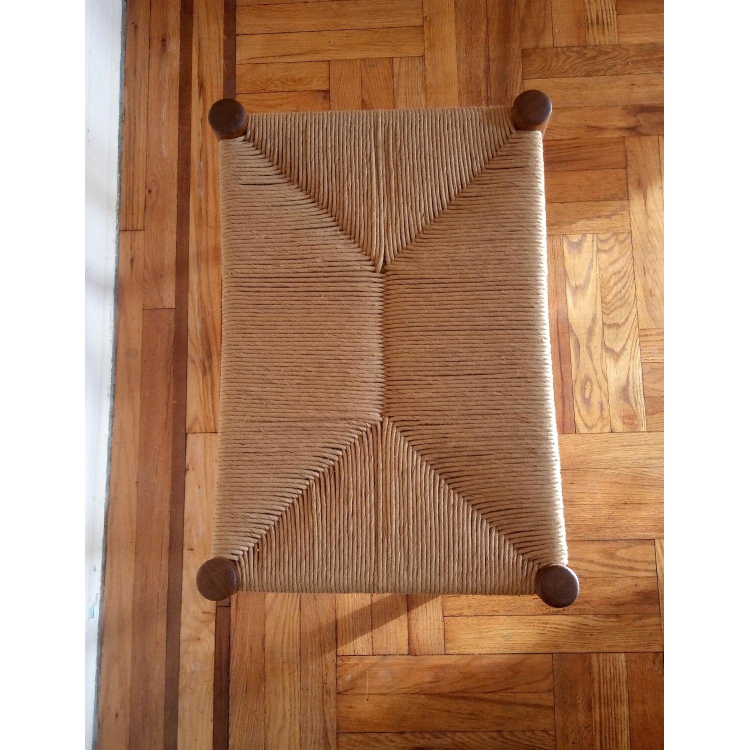 Solid Oak & Fiber Rush Seat Bench - image-5